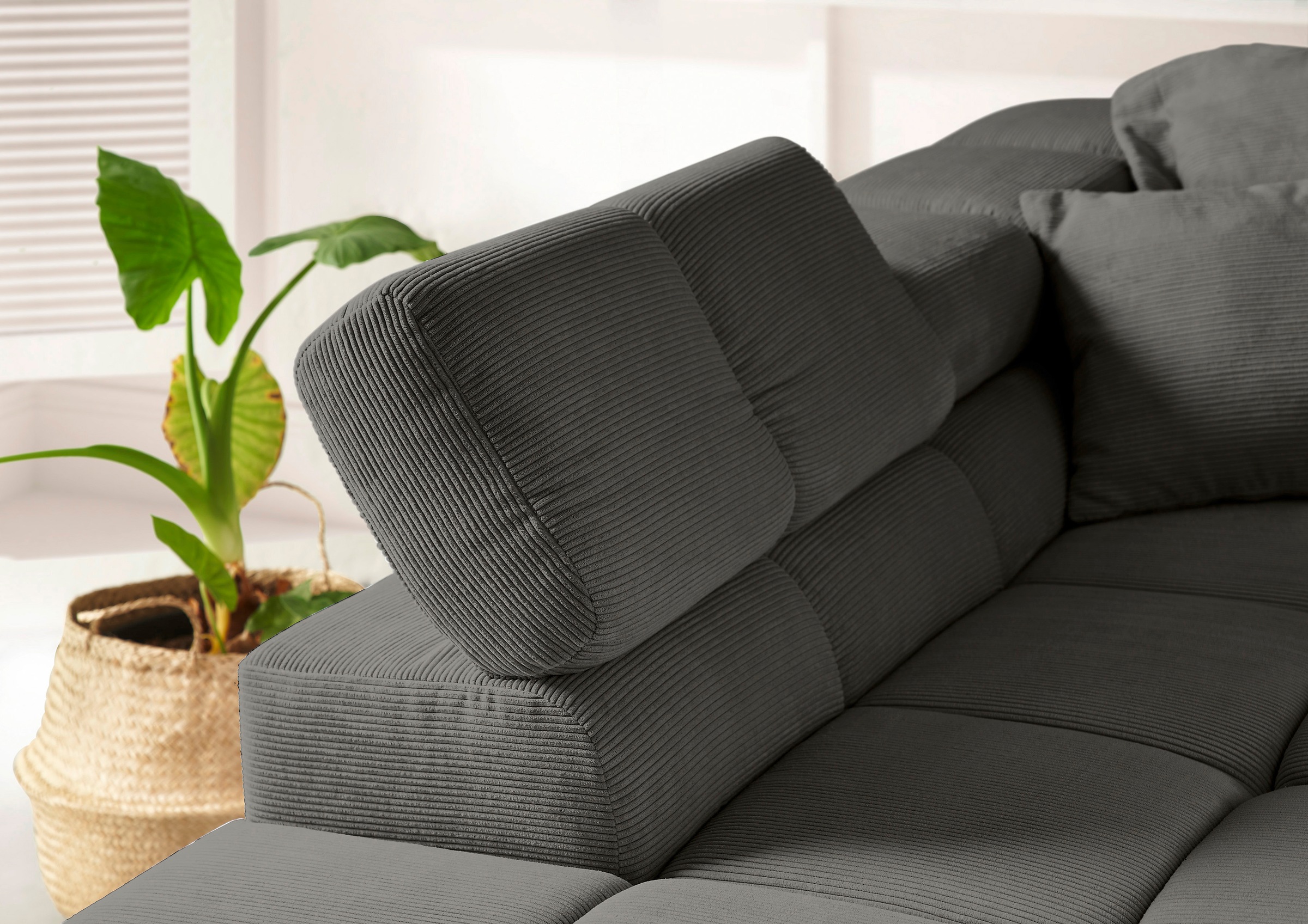 INOSIGN Ecksofa »Ancona incl. Kopfteilverstellung, Breite 319cm, L-Form«, wahlweise motorische Sitztiefenverstellung, auch in Cord + Easy Care