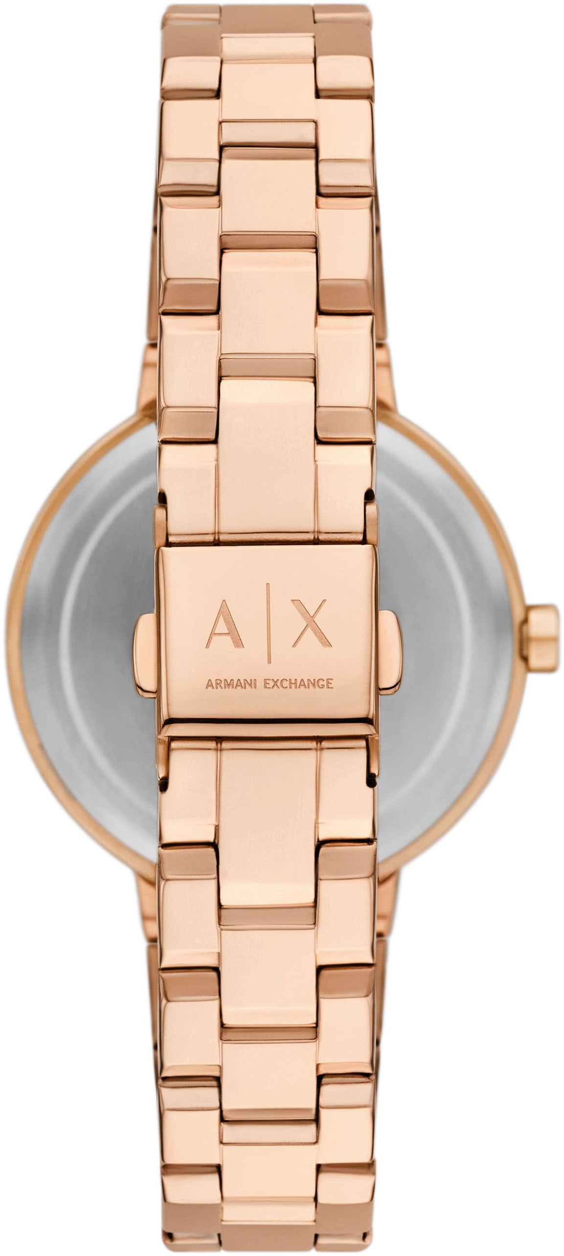 ARMANI EXCHANGE Quarzuhr, Armbanduhr, Damenuhr, Edelstahlarmband, analog, Glassteine