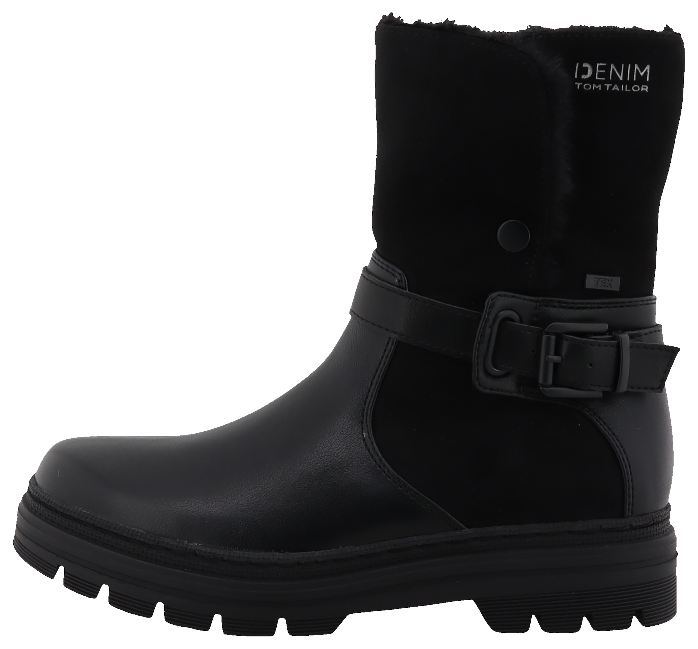 TOM TAILOR Winterstiefelette, Blockabsatz, Winterboots, Stiefelette mit Zierschnalle
