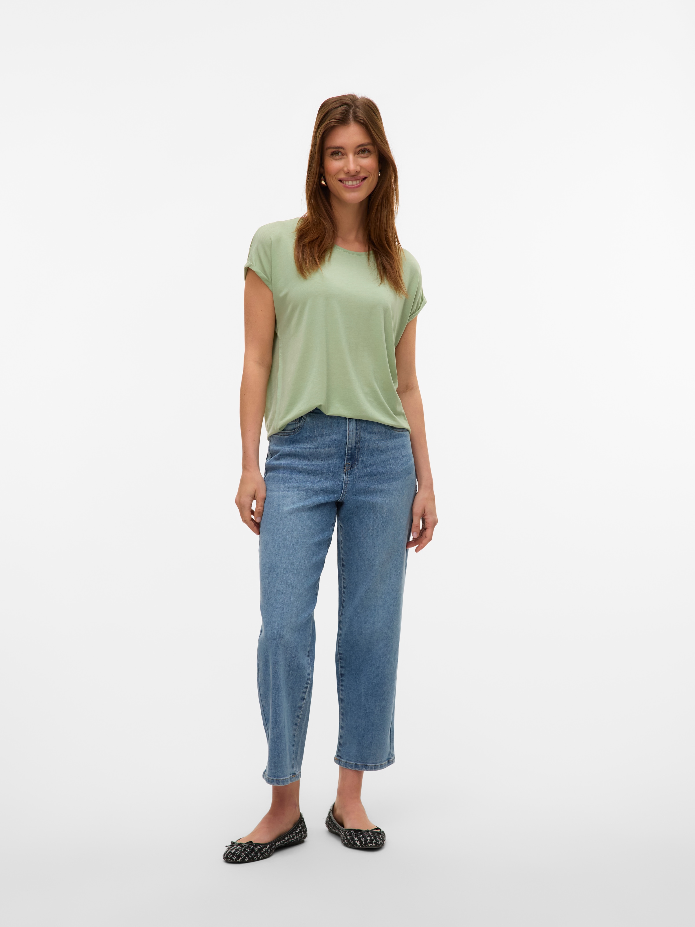 Vero Moda Rundhalsshirt »VMAVA PLAIN SS TOP GAJRS NOOS«