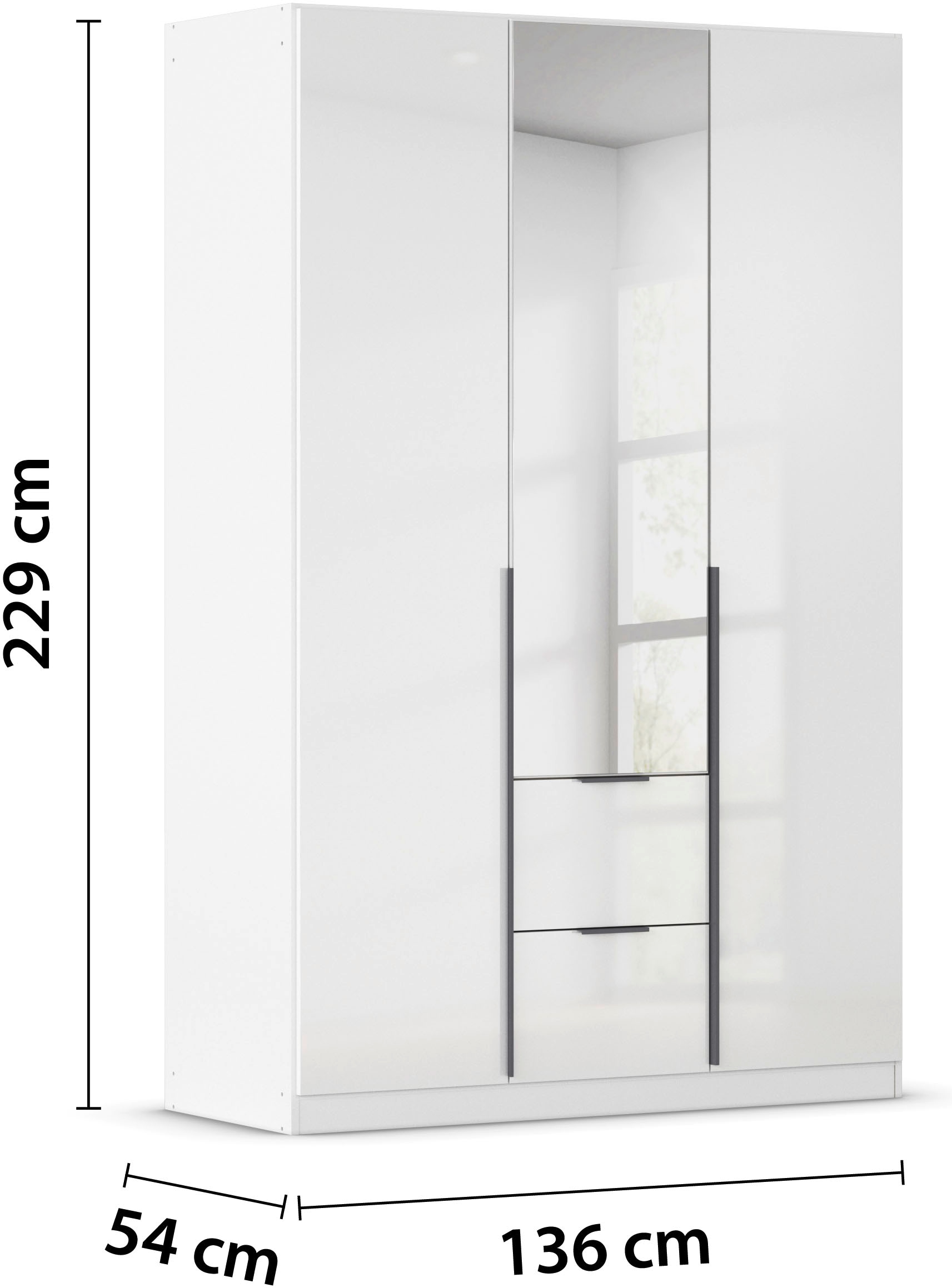 rauch Drehtürenschrank »Kleiderschrank Schrank Garderobe AGORDO mit Dekor- oder Hochglanzfront«, (in zwei Griff-Farben mit Dekor- oder Hochglanzfront), mit Außenschubkästen, in 6 Breiten und 2 Höhen MADE IN GERMANY