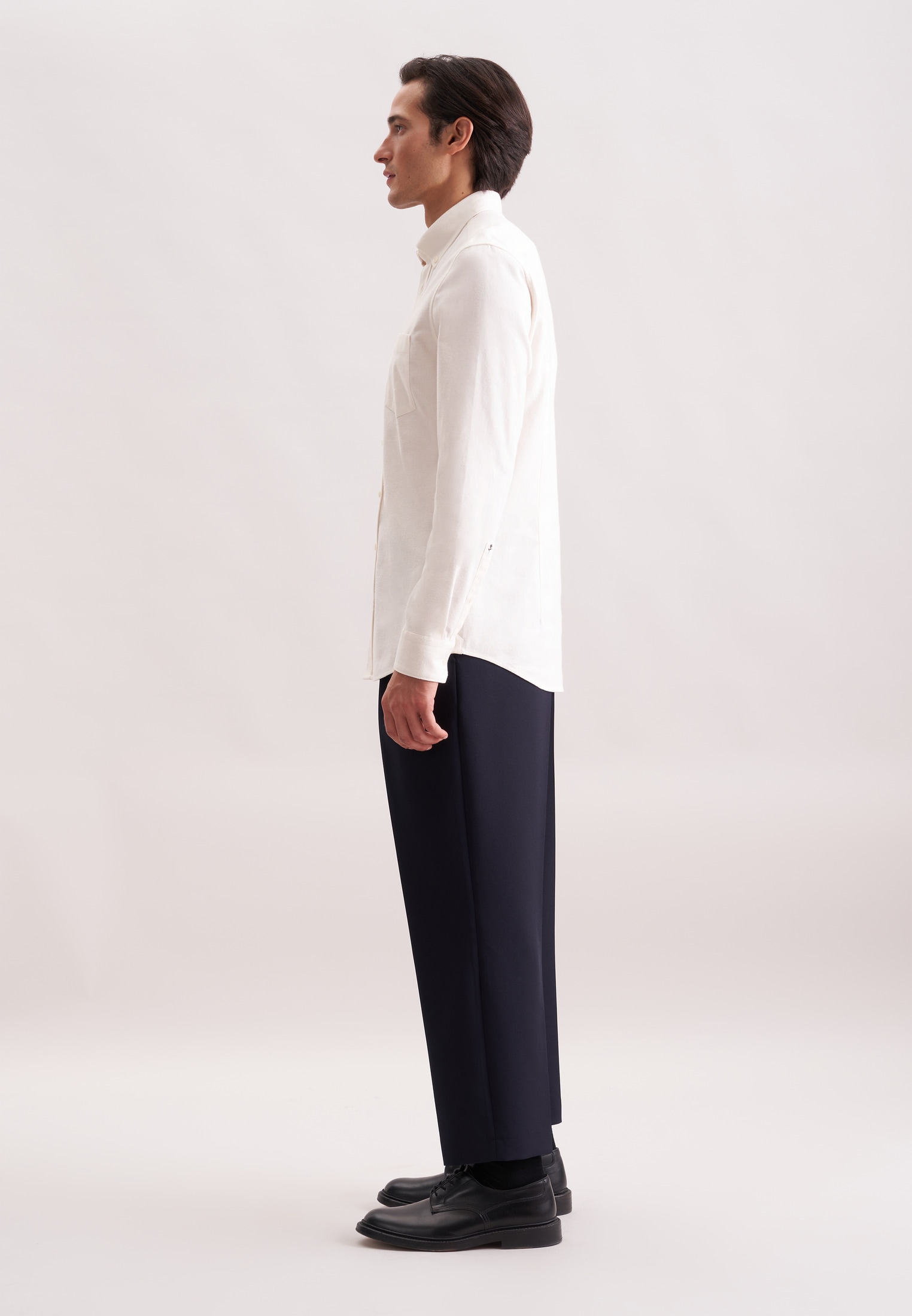 seidensticker Flanellhemd, Slim 1/1 Button-Down-Kragen Uni