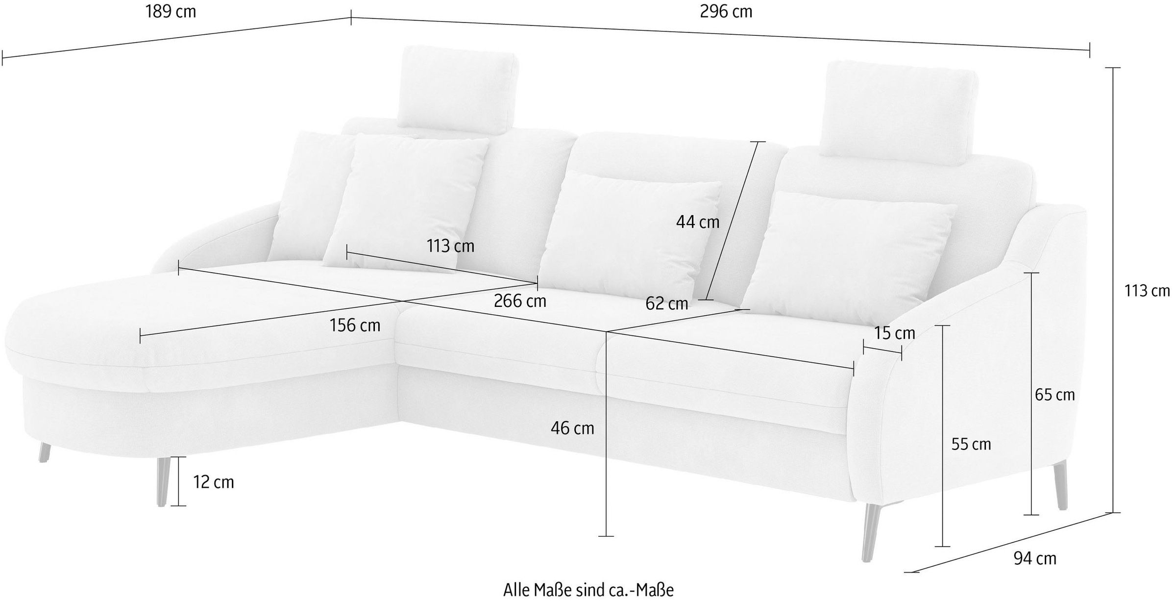 sit&more Ecksofa »Soul L-Form« wahlweise mit Bettfunktion