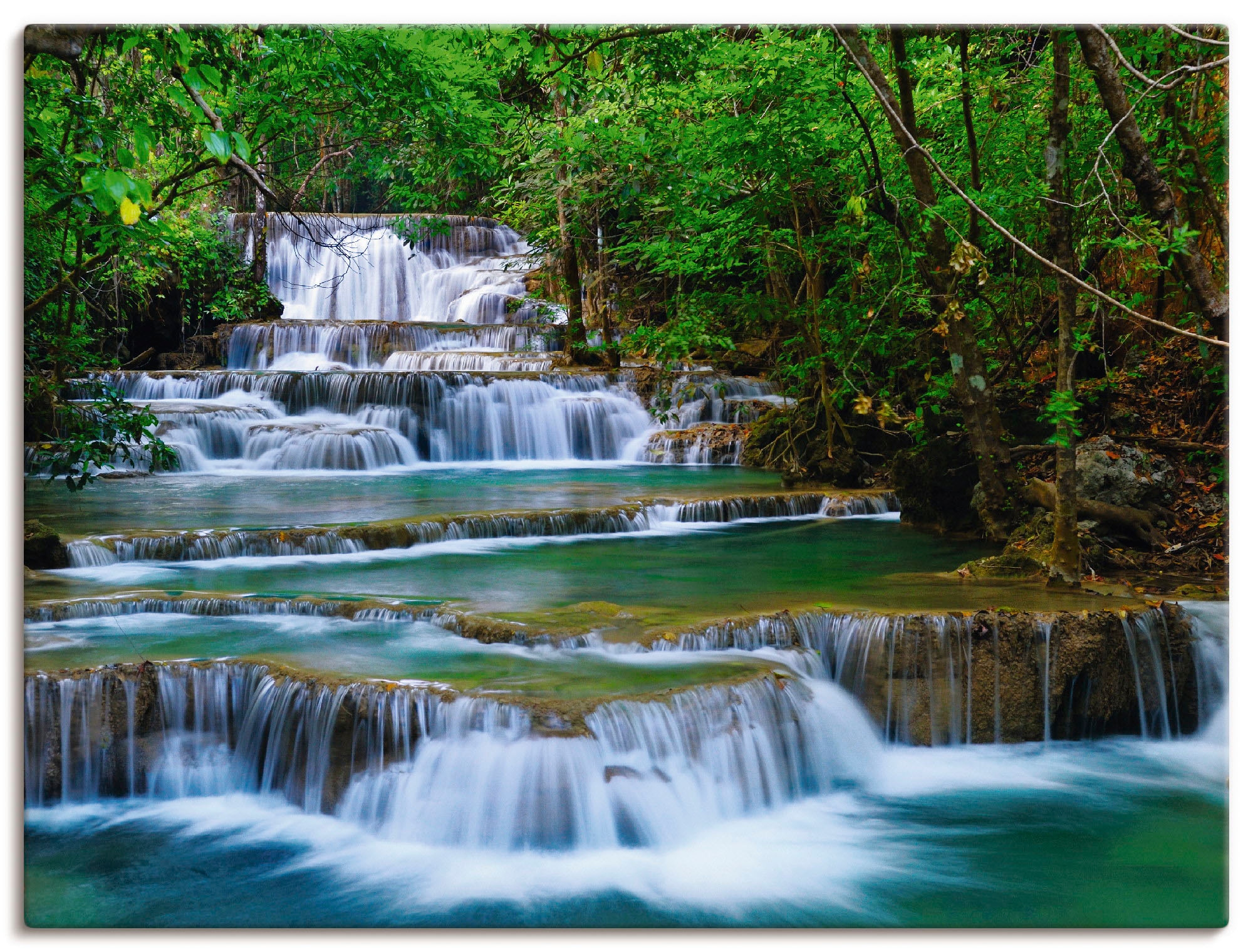Artland Wandbild "Tiefen Wald Wasserfall" Gewässer 1 Stk. tlg. als Leinwand günstig online kaufen