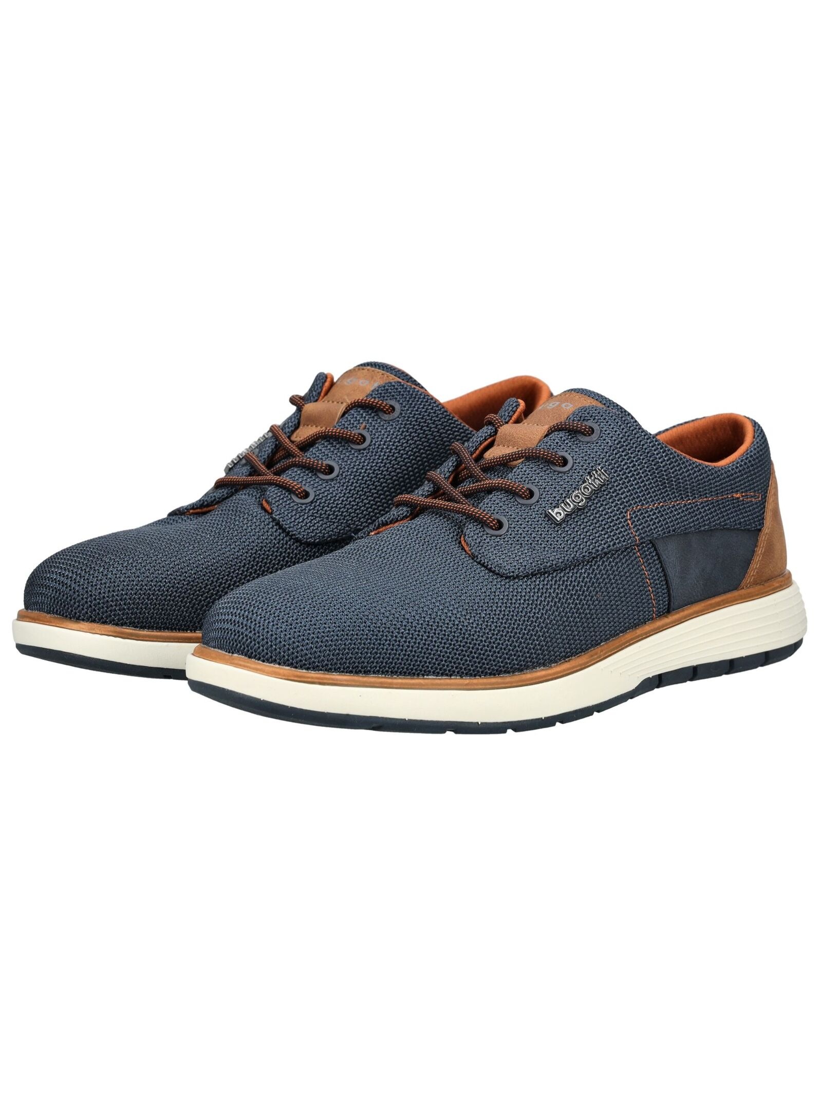 Schnürschuh BUGATTI, Herren, Gr. 44, dunkelblau, Textil, Schuhe Schnürschuh, Schnürschuh, Halbschuh mit Kontrastbesatz an der Ferse 3