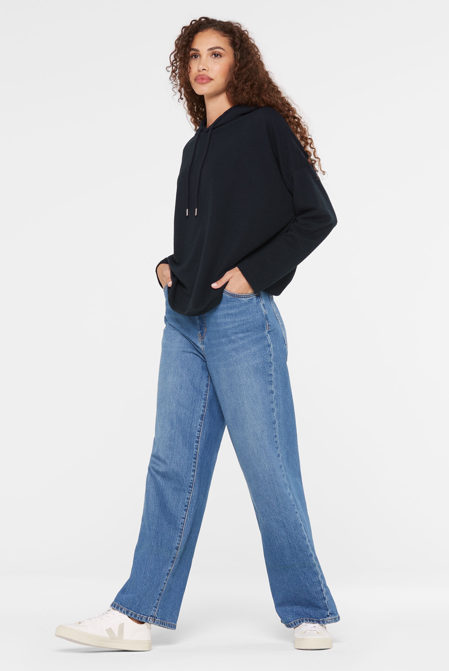 SENSES.THE LABEL Kapuzensweatshirt, mit verkürzten Ärmeln