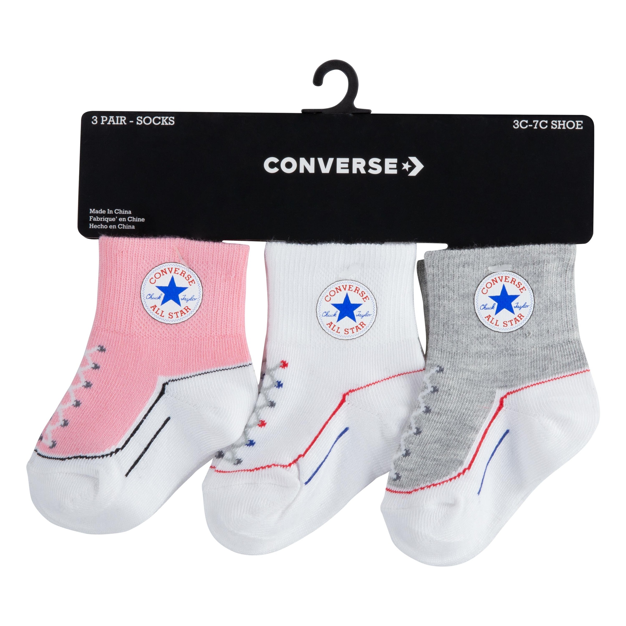 Converse Tennissocken »CHN INFANT STRIATED QTR 3PK« 3 Paar tlg. für Babys, dreiteiliges Set, sportlicher Stil