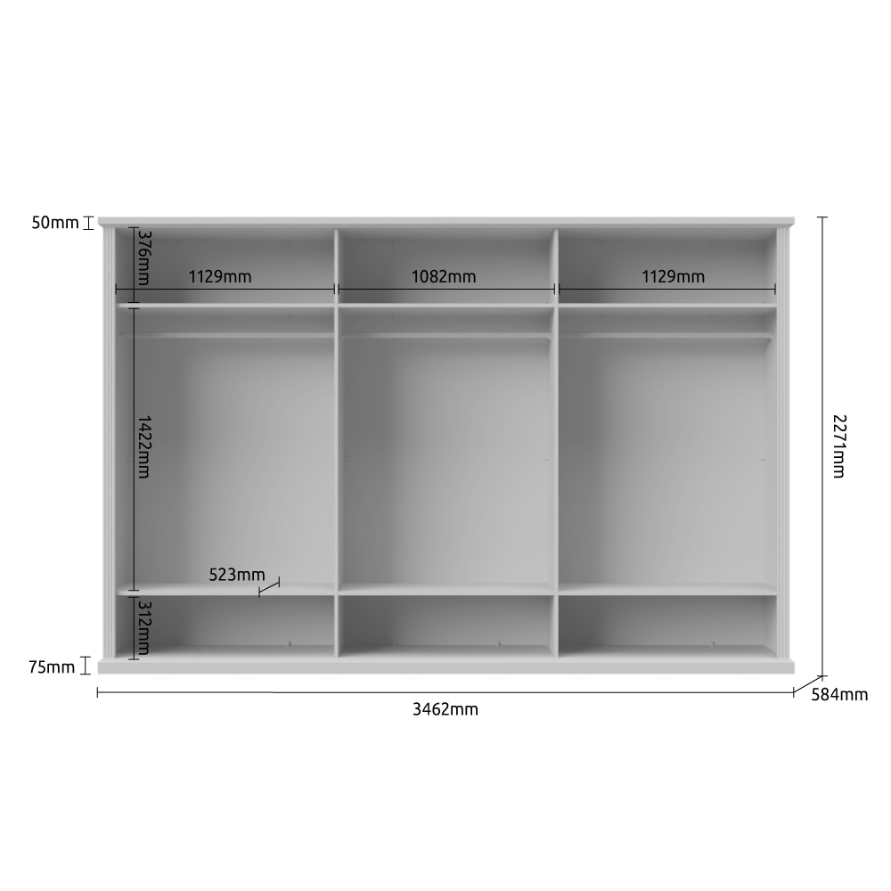 Home affaire Kleiderschrank »Tara, wahlweise 4 Breiten, hoher Schrank 227cm, soft-close-Funktion«, (Landhausstil mit Kranzprofil und Kasettenoptik, Innen Holzdekor), lackiert mit hochwertigen wasserbasiertem UV-Lack, FSC-zertifiziert