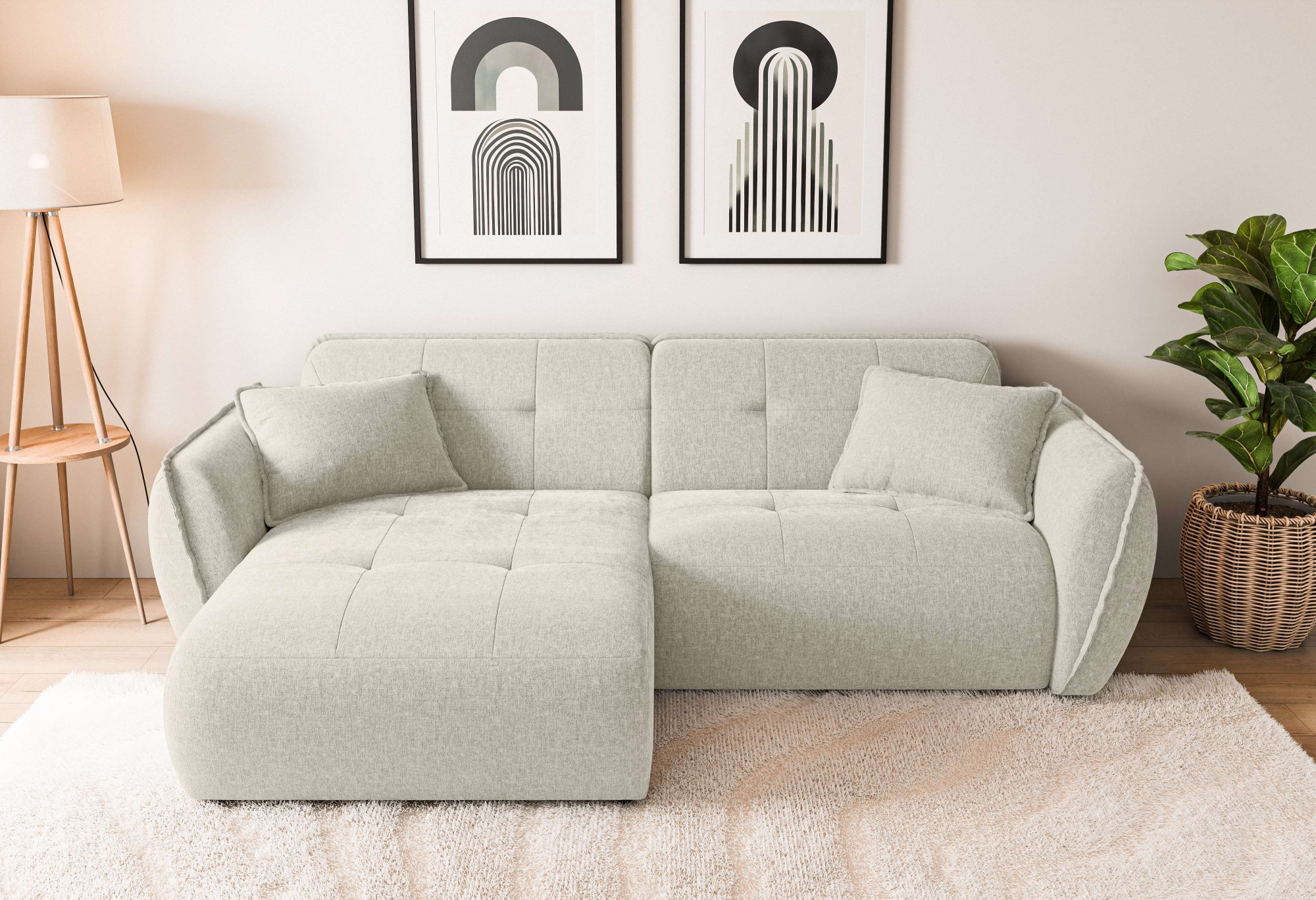 Home affaire Ecksofa "MIRELDA L-Form mit Steppungen, Recamiere rechts/links günstig online kaufen