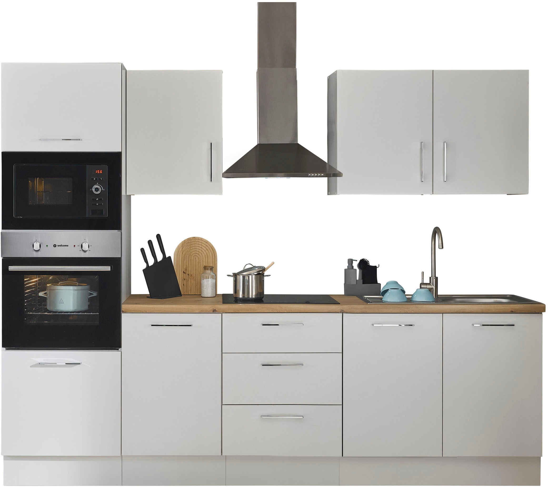 BASIC by Balculina Küchenzeile »Turin« Breite 270 cm, wahlweise mit E-Geräten