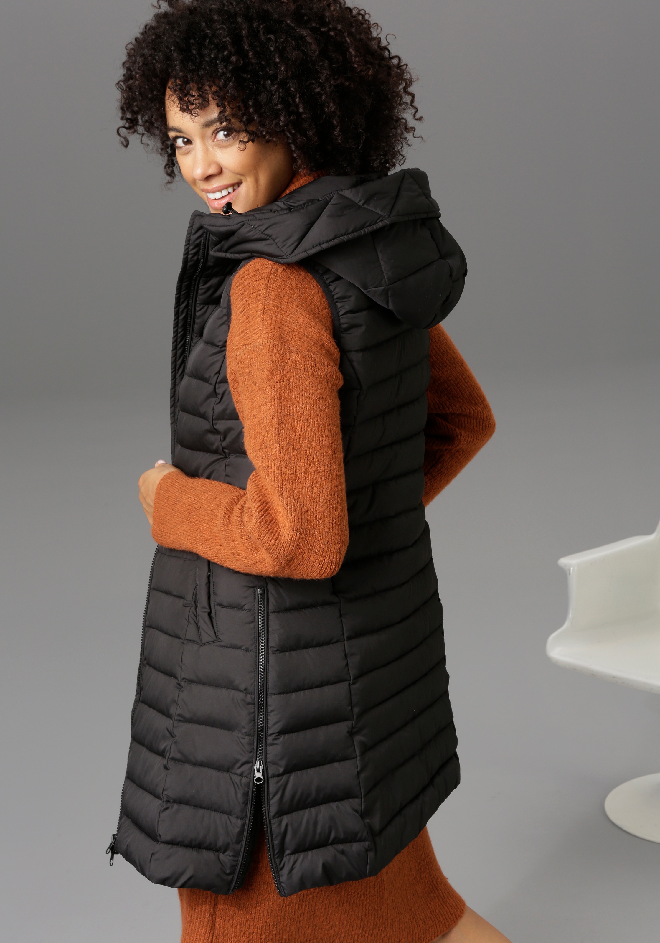 Aniston CASUAL Steppweste, mit verstellbarer Kapuze für bestellen | BAUR