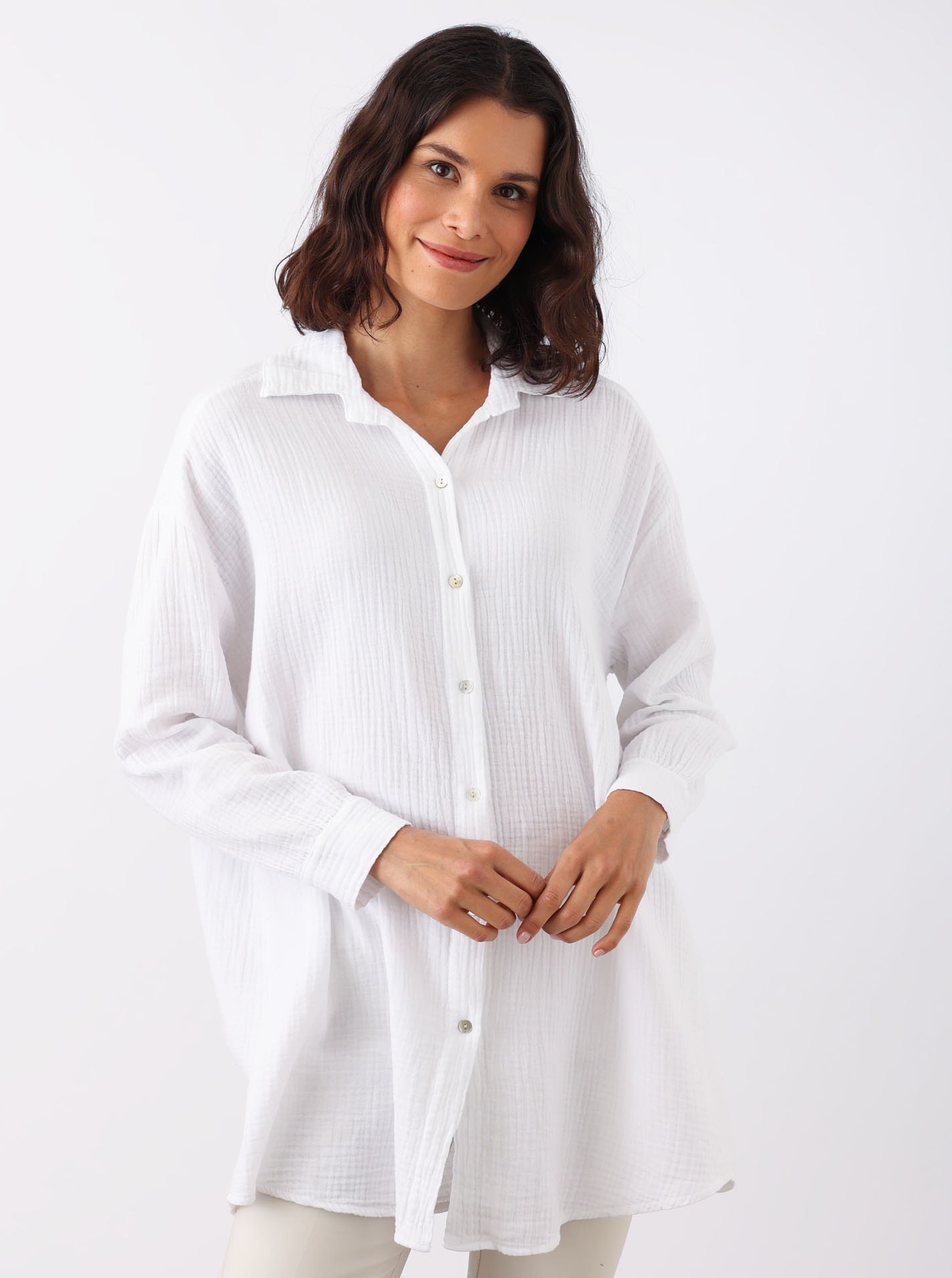 Zwillingsherz Shirtbluse ""Rebecca"", länger geschnittene Musselin Bluse mi günstig online kaufen