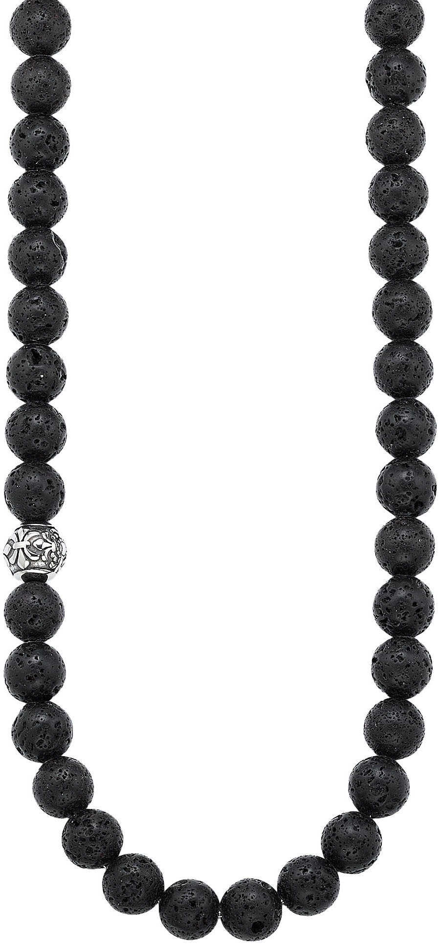 BRUNO BANANI Damen Edelstahlkette "Schmuck Geschenk Lavasteinkette", Edelstahl, L: 60, schwarz, Edelstahl, Halsketten, mit Lavastein