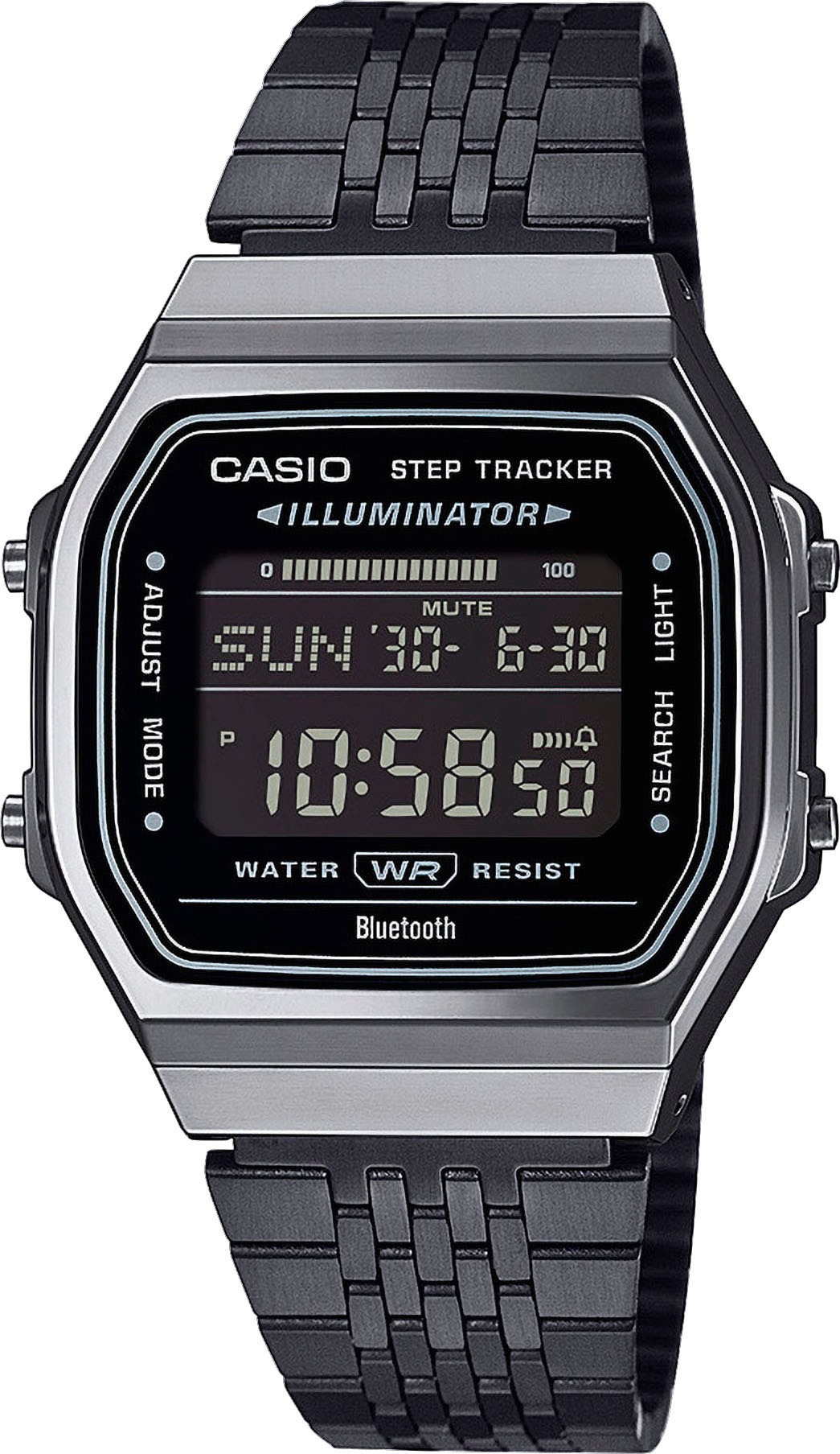 CASIO VINTAGE Smartwatch, schwarz, Smartwatches, Armbanduhr, Herrenuhr, Damenuhr, Bluetooth,Stoppfunktion,Schrittzähler