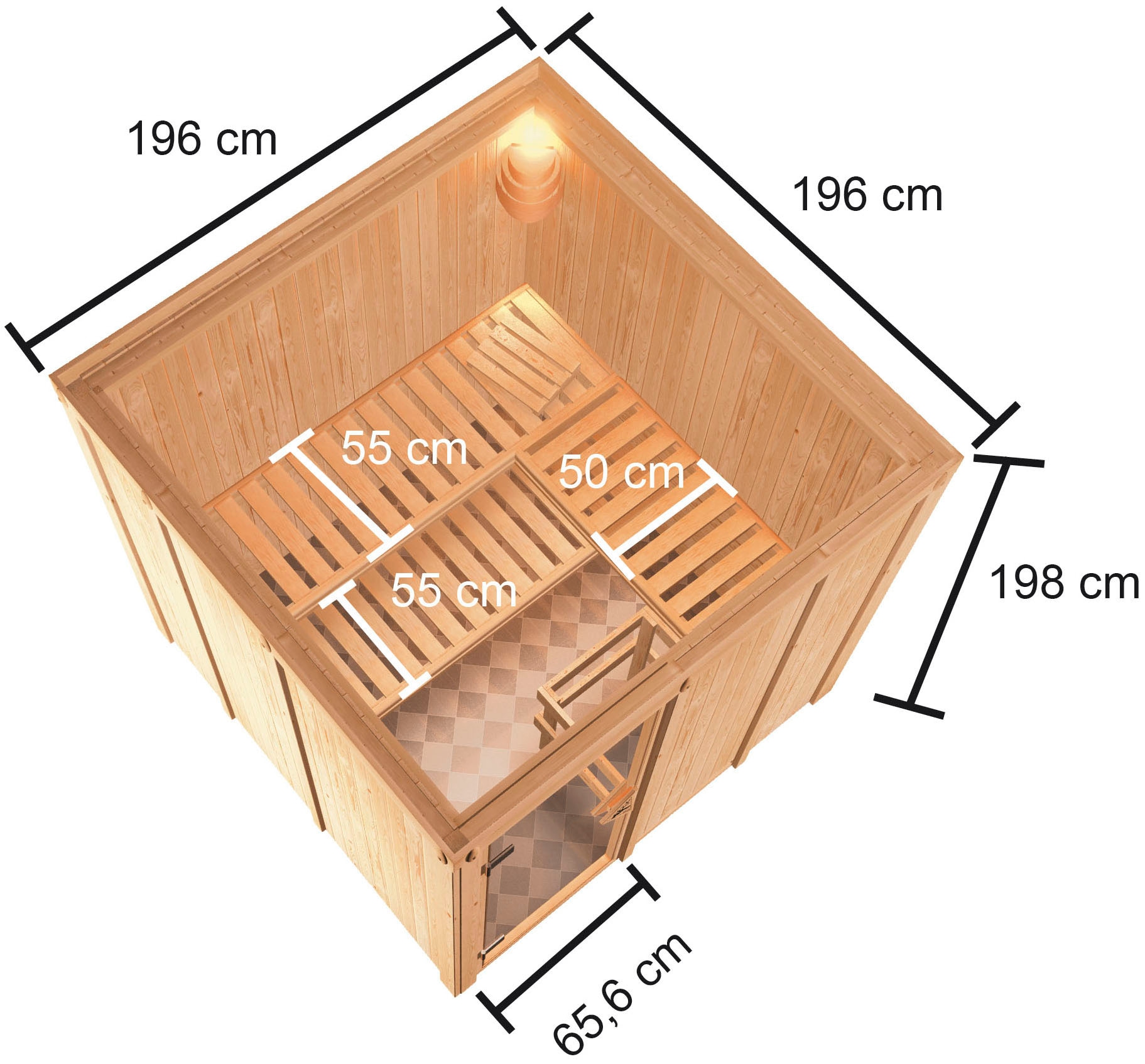 welltime Sauna »Mars«, (Set), 9 kW-Ofen mit int. Steuerung