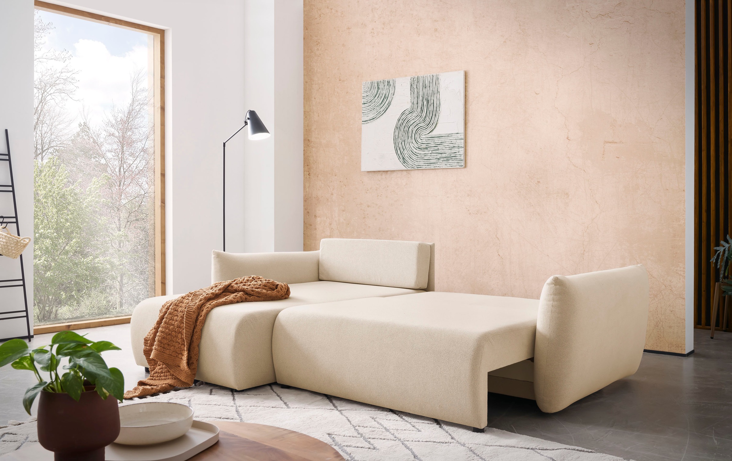 Home affaire Ecksofa "MAVAS Schlafsofa mit Bettkasten, L-Form," ca.257/127c günstig online kaufen