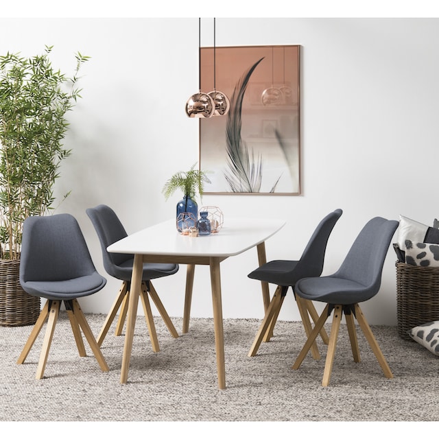 Black Friday ACTONA GROUP Esszimmerstuhl »Dian«, (Set), 2 St., Organisch  geformter Sitz mit Kissen. Beine aus Massivholz Gummibaum | BAUR