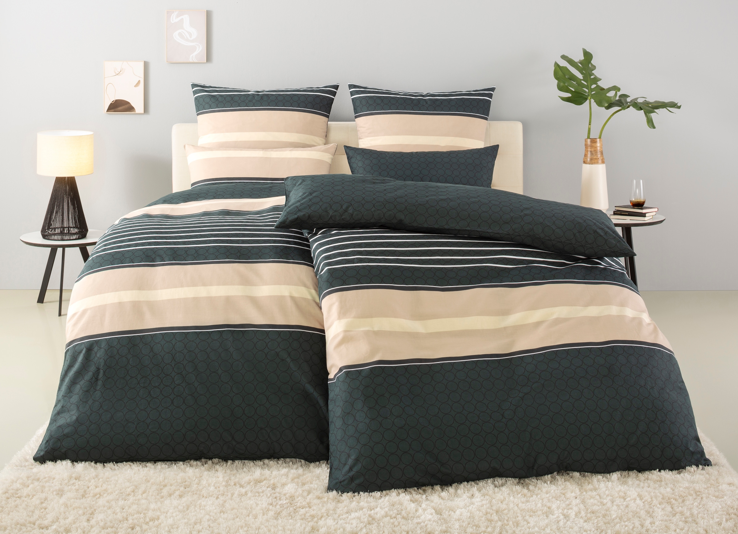 OTTO home Bettwäsche "Circle" 2 Bettwäsche aus Baumwolle mit Streifen-Desig günstig online kaufen