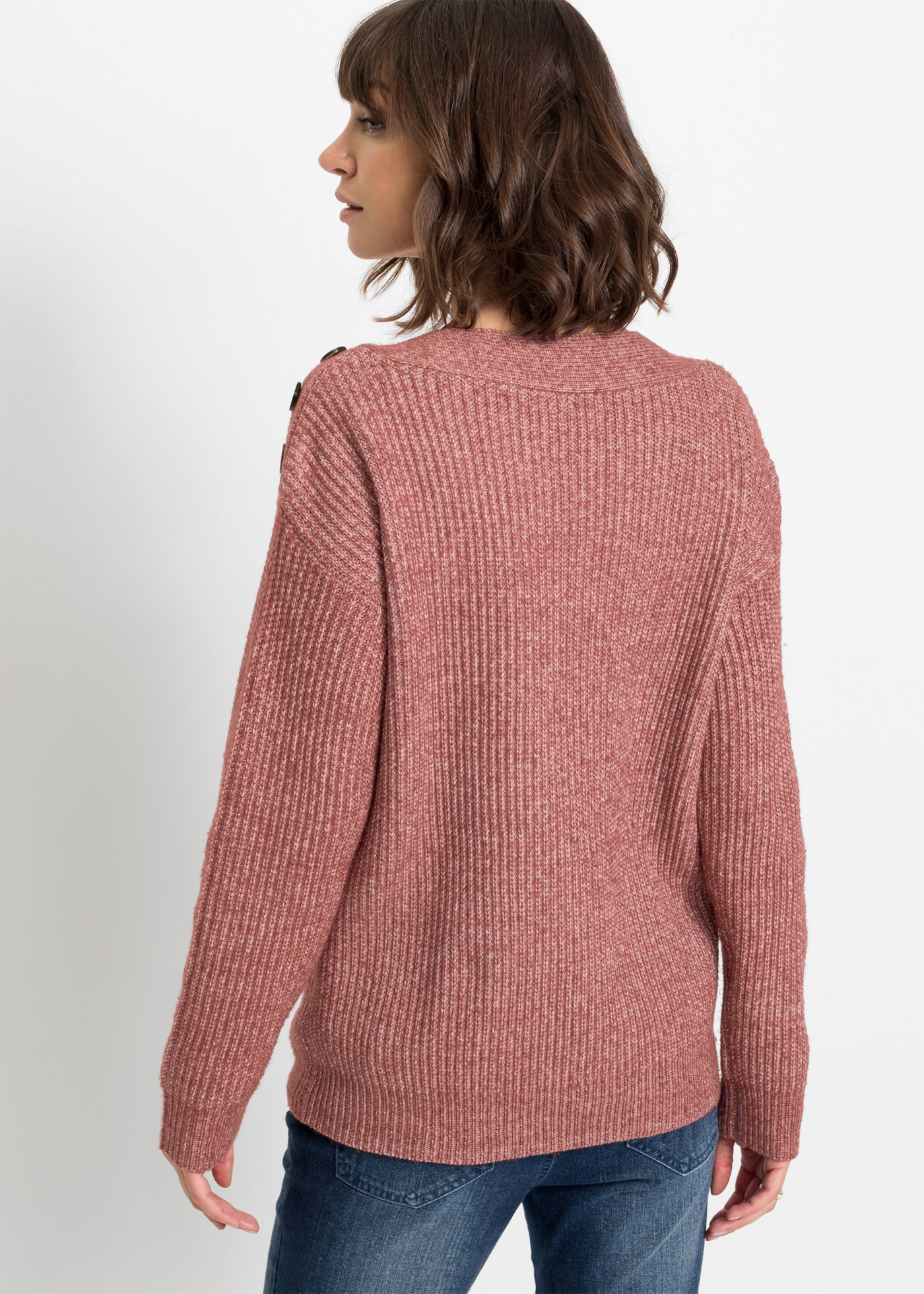 bonprix Strickpullover "Pullover mit Knöpfen" aus Polyester, mit Knopfverzi günstig online kaufen