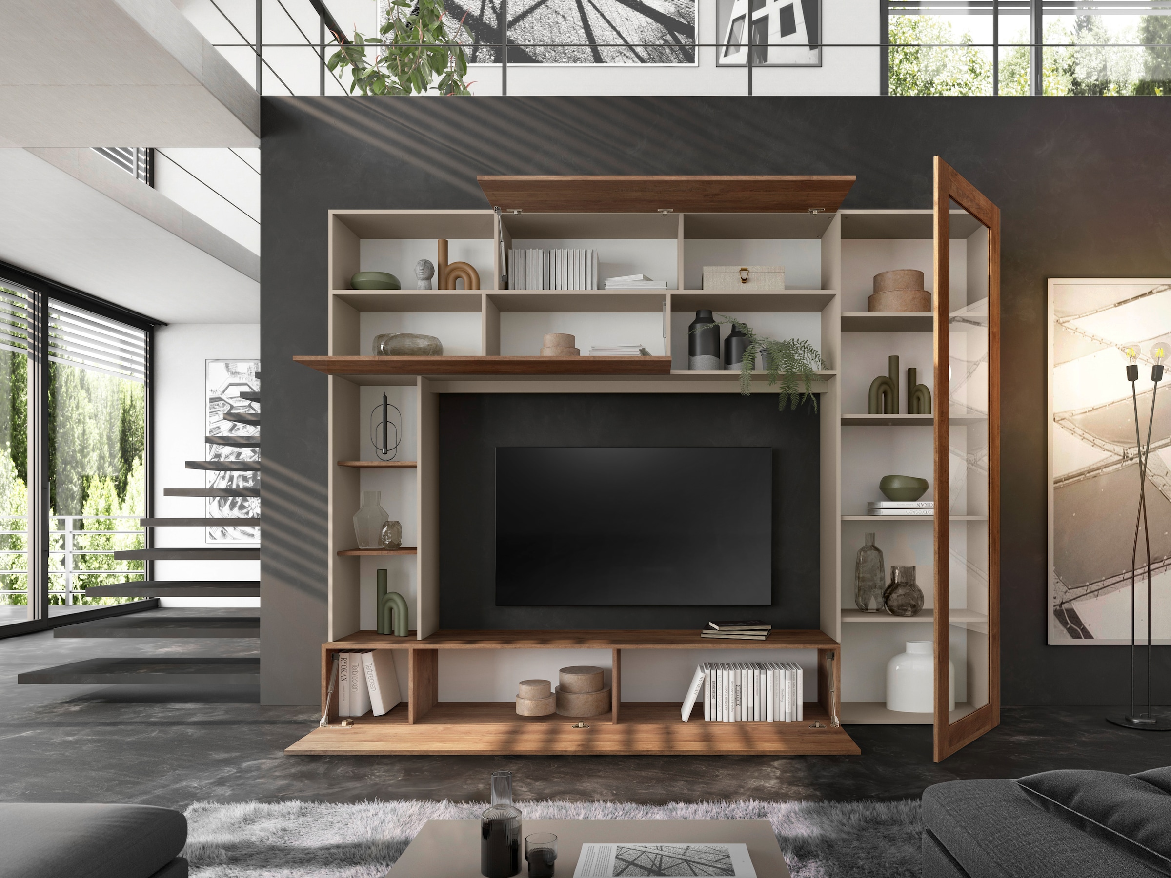 INOSIGN Wohnwand »PRATO, Breite 272 cm, Höhe 210 cm, Kompakt-Wohnwand,«, Mediawand, Schrankwand, moderne u. grifflose Optik, viel Stauraum