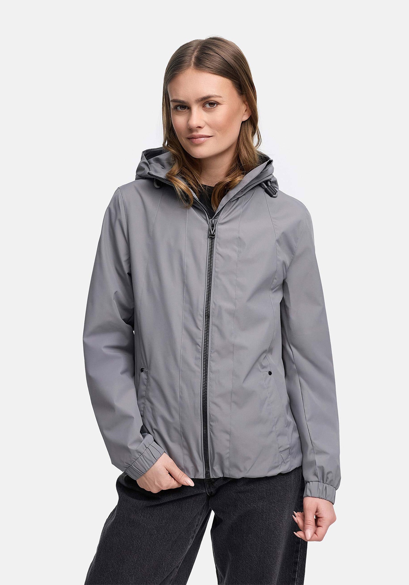 Outdoorjacke MARIKOO "Yoshikoo", Damen, Gr. XXL, grau, Obermaterial: 100% Polyester; Futter: 100% Polyester; Wattierung: 100% Polyester; Ärmelfutter: 100% Polyester, Jacken Outdoorjacke, Sportliche Funktionsjacke mit Kapuze und hochschließendem Kragen