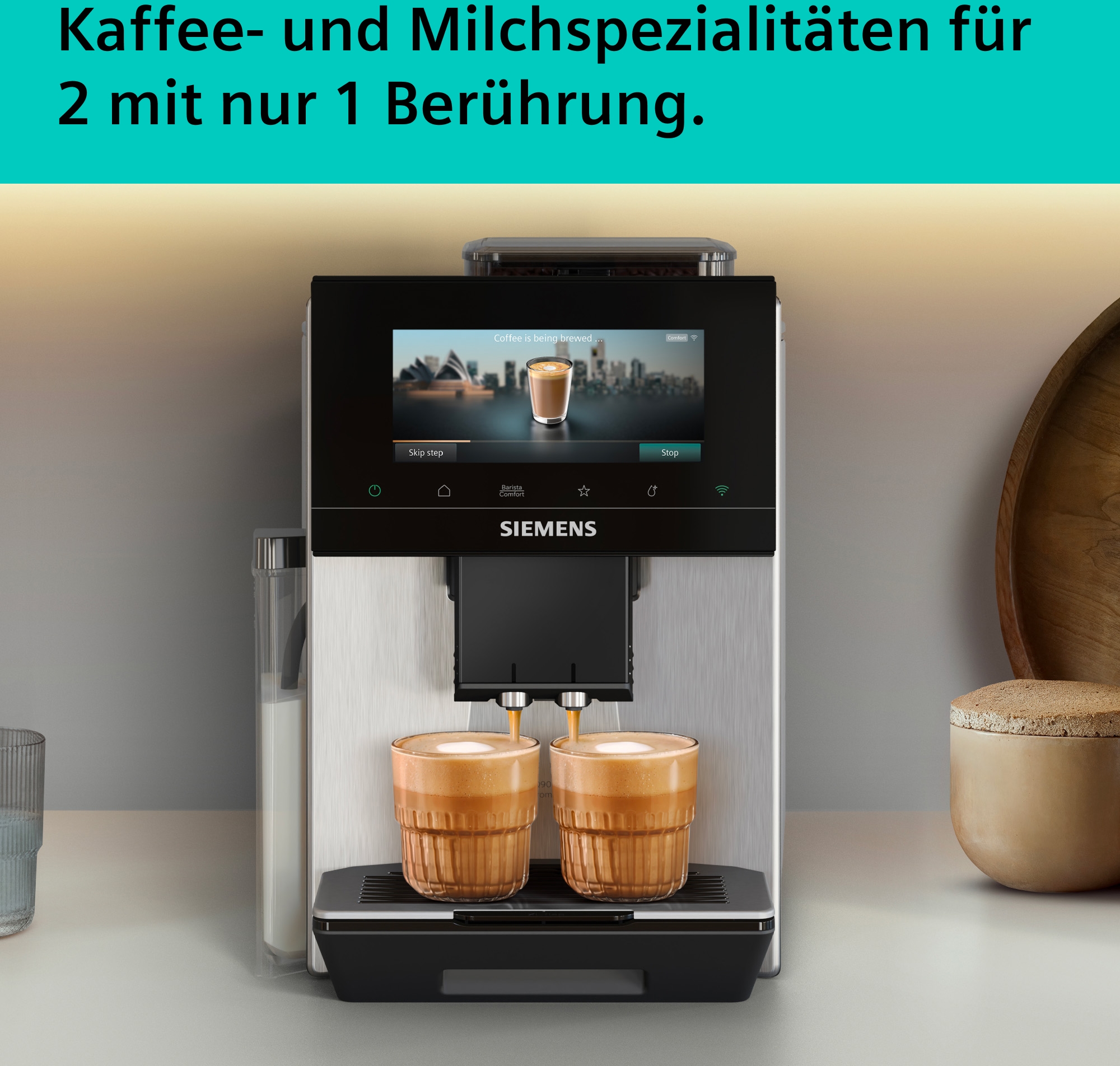 SIEMENS Kaffeevollautomat »TQ923E03« farbiges 6.8'' TFT-Display, individuelle Aromaeinstellung, Edelstahl