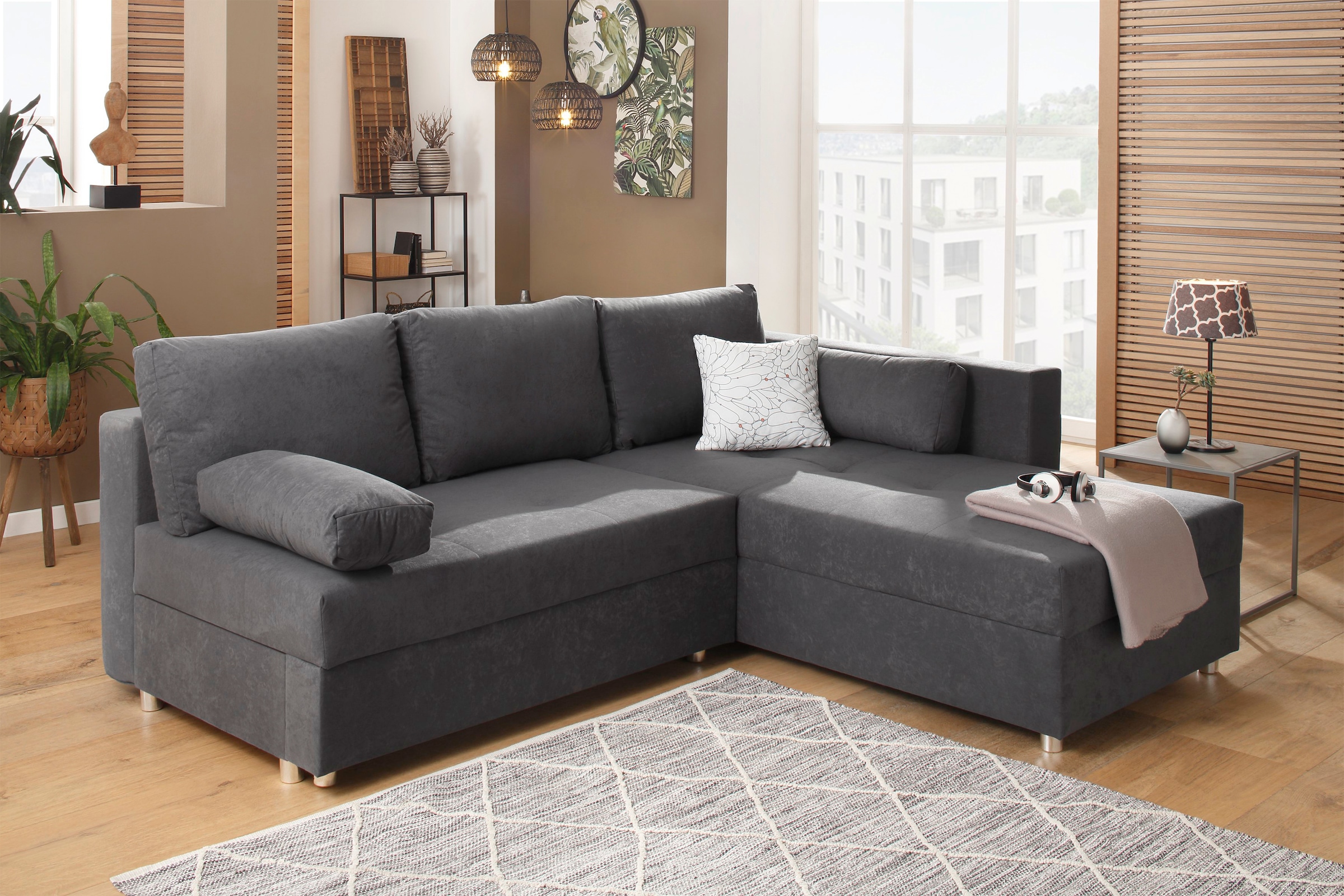 Home affaire Ecksofa "Italia L-Form", mit Bettfunktion und Bettkasten, Fede günstig online kaufen