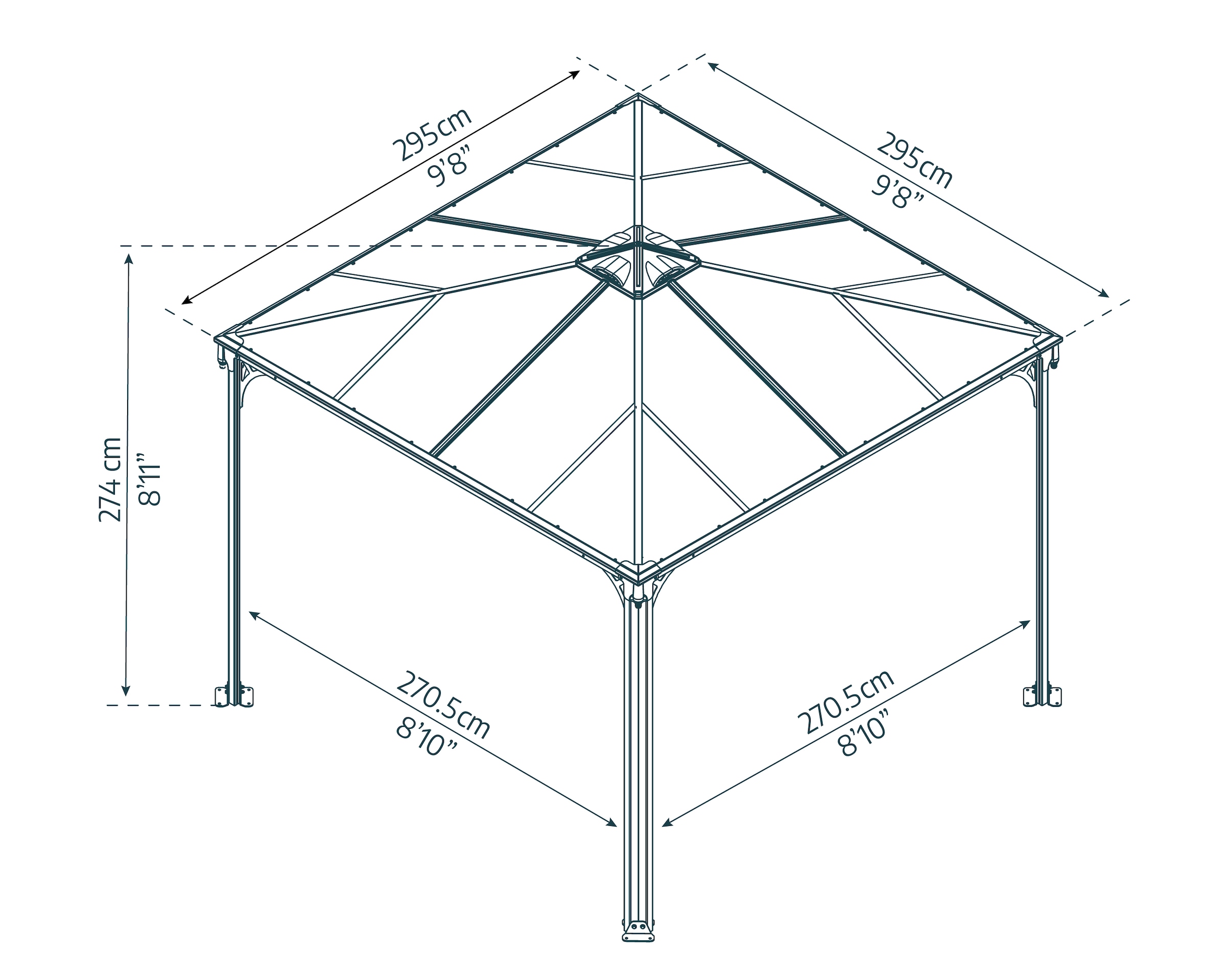 Palram - Canopia Pavillon »Palermo 3000«, BxT: 295x295 cm