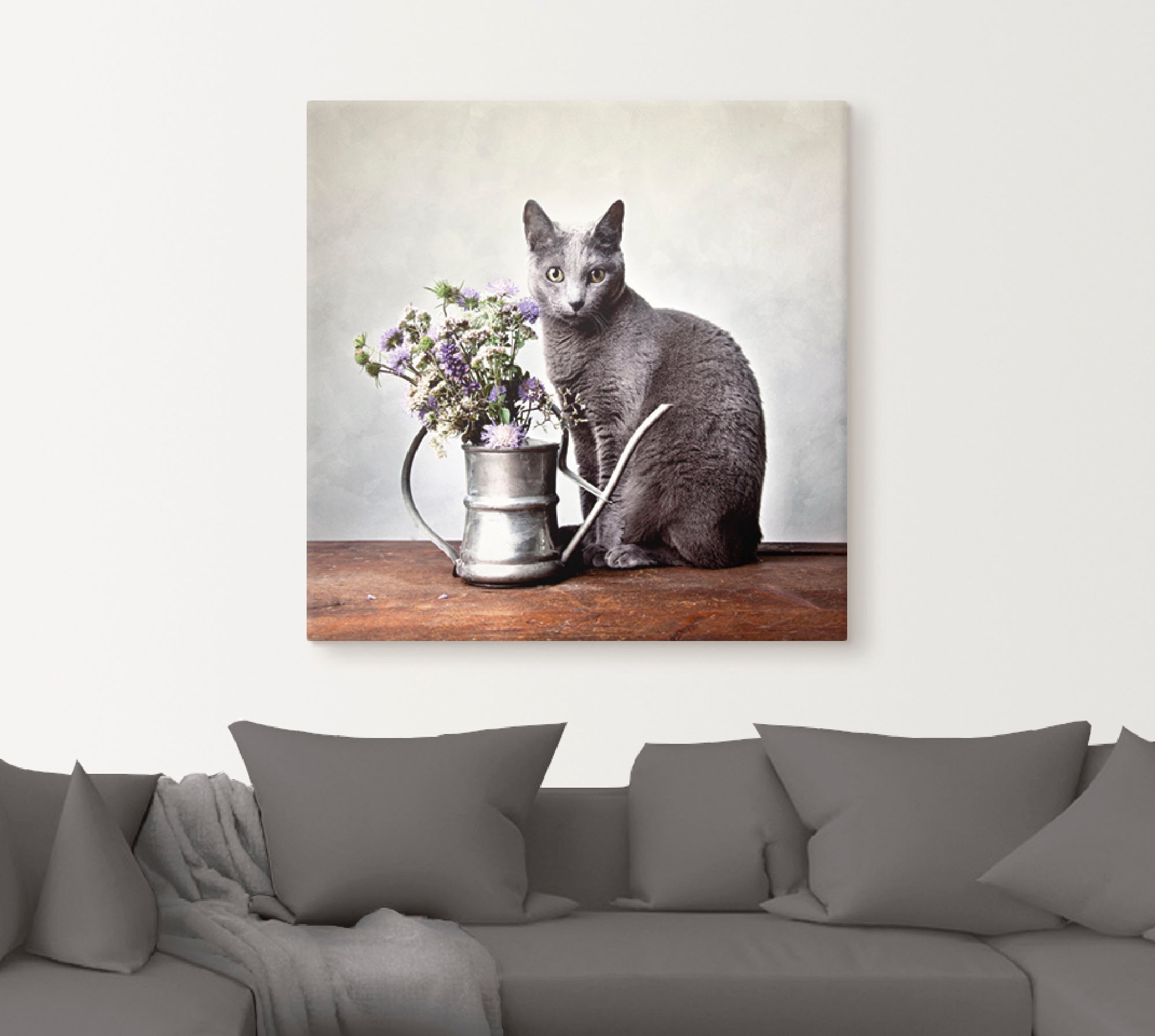 Artland Wandbild »Katze mit Deko«, Haustiere, (1 St.), als Alubild, Outdoorbild, Leinwandbild in verschied. Größen