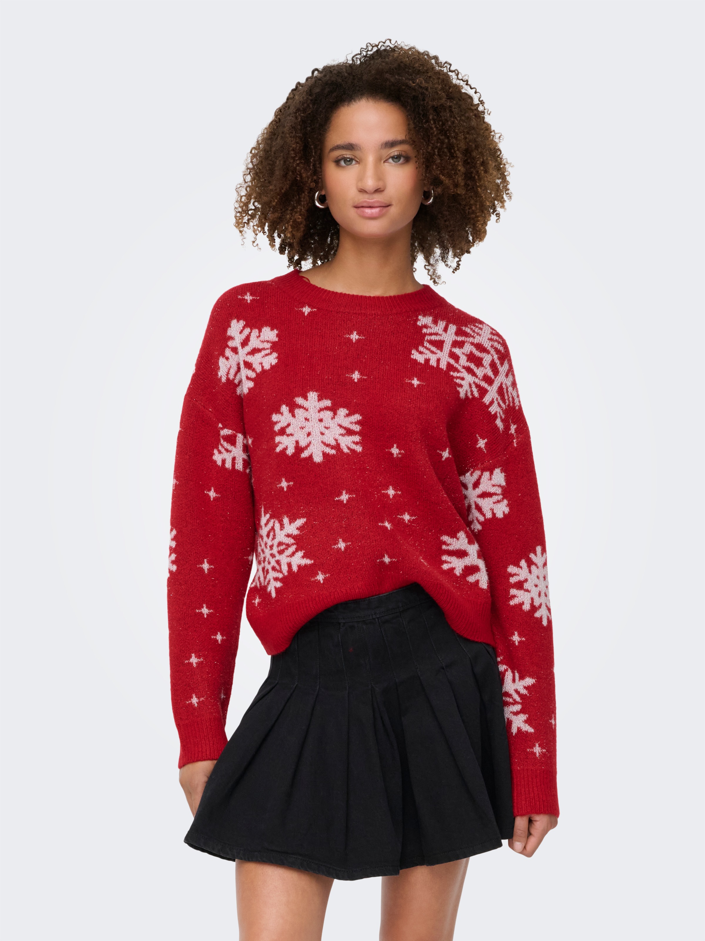 ONLY Weihnachtspullover "ONLXMAS ROLFA LS ONECK SNOWFLAKES KNT" günstig online kaufen