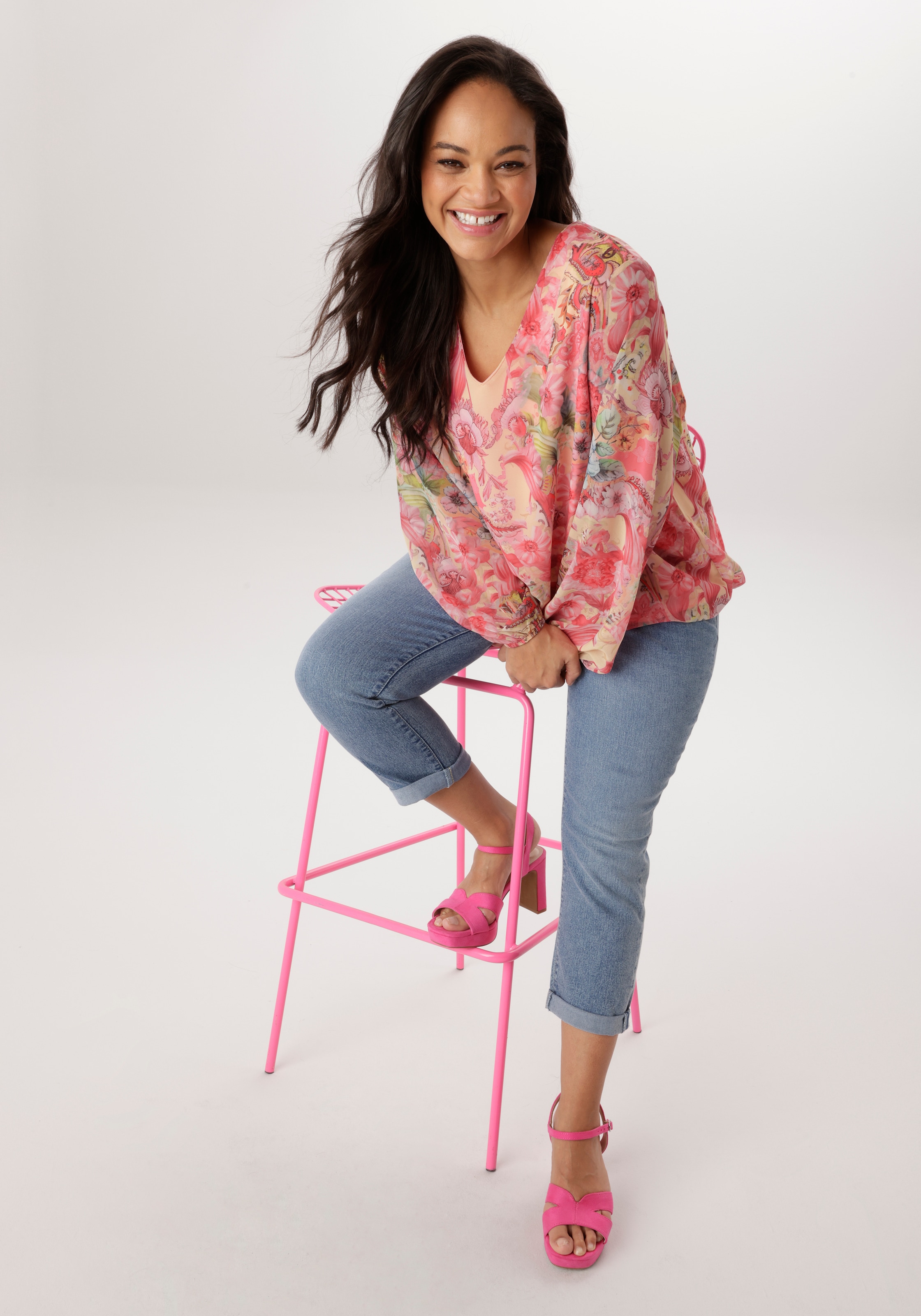 Aniston PLUS Schlupfbluse mit Blumendruck - NEUE KOLLEKTION