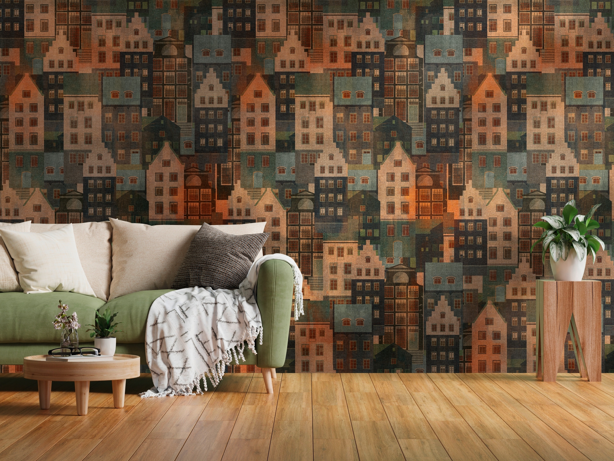 living walls Fototapete »Metropolitan Stories. Travel Styles. Tapete mit Gebäuden«, matt-gemustert-neutral, Fototapete Skandinavisch Skandi-Stil Häuser Designtapete Tapeten Flur