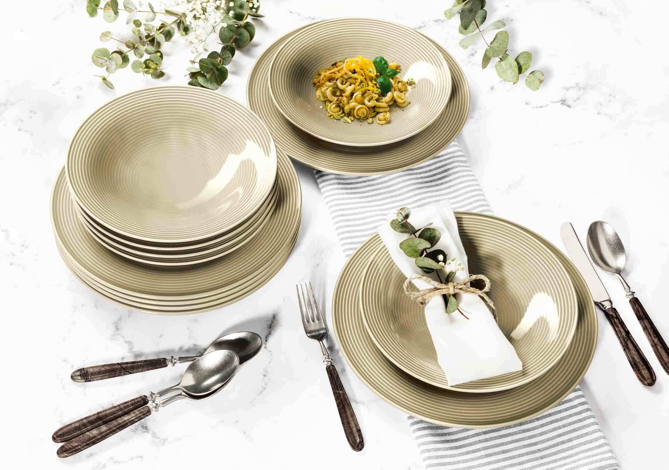 Seltmann Weiden Geschirr-Set »Tafelservice Beat Color Glaze 12er Set beige-grau«
