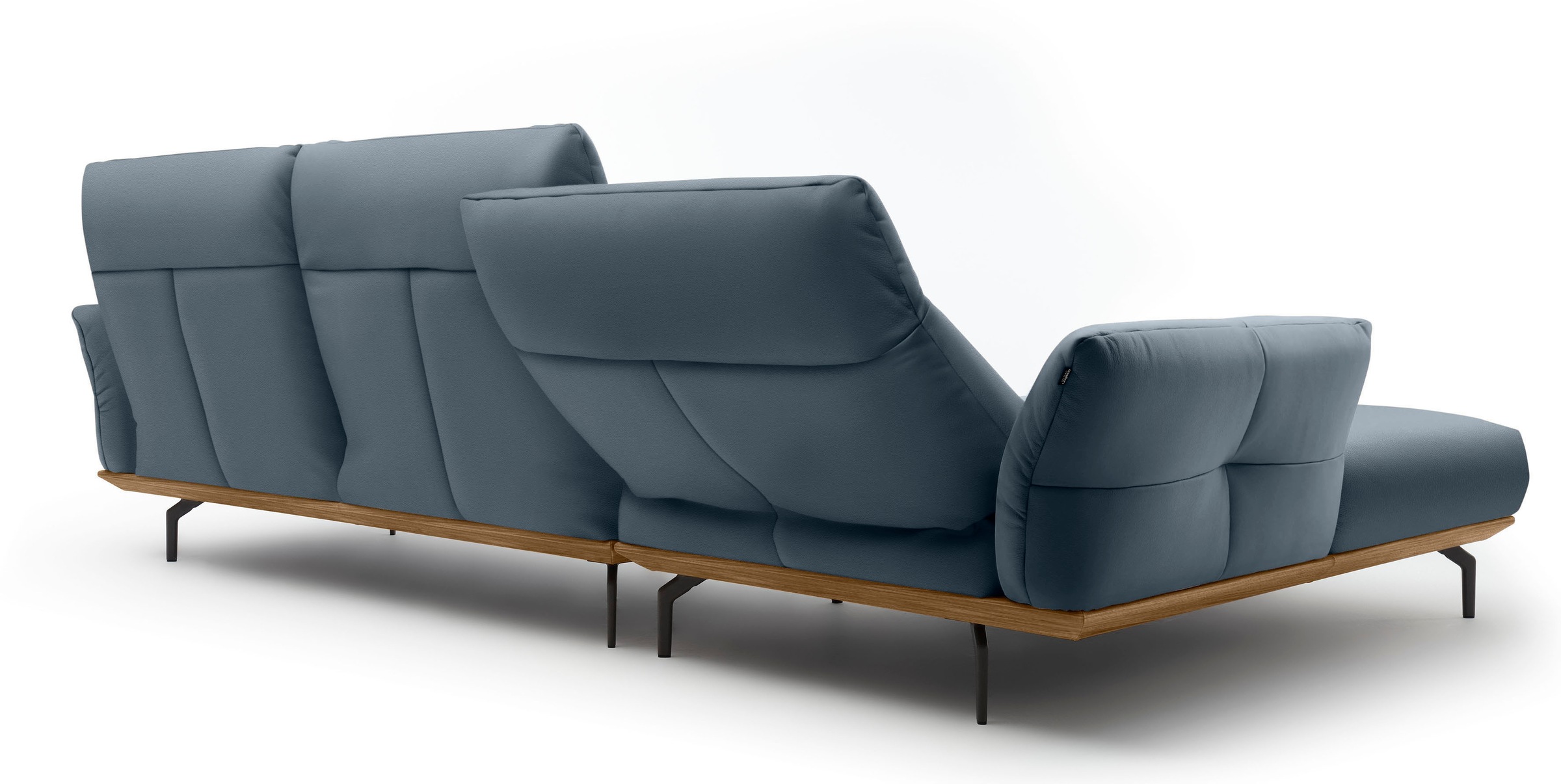 Creation BY ROLF BENZ Ecksofa »CR.460«, Sockel in Nussbaum, Winkelfüße in Umbragrau, Breite 318 cm