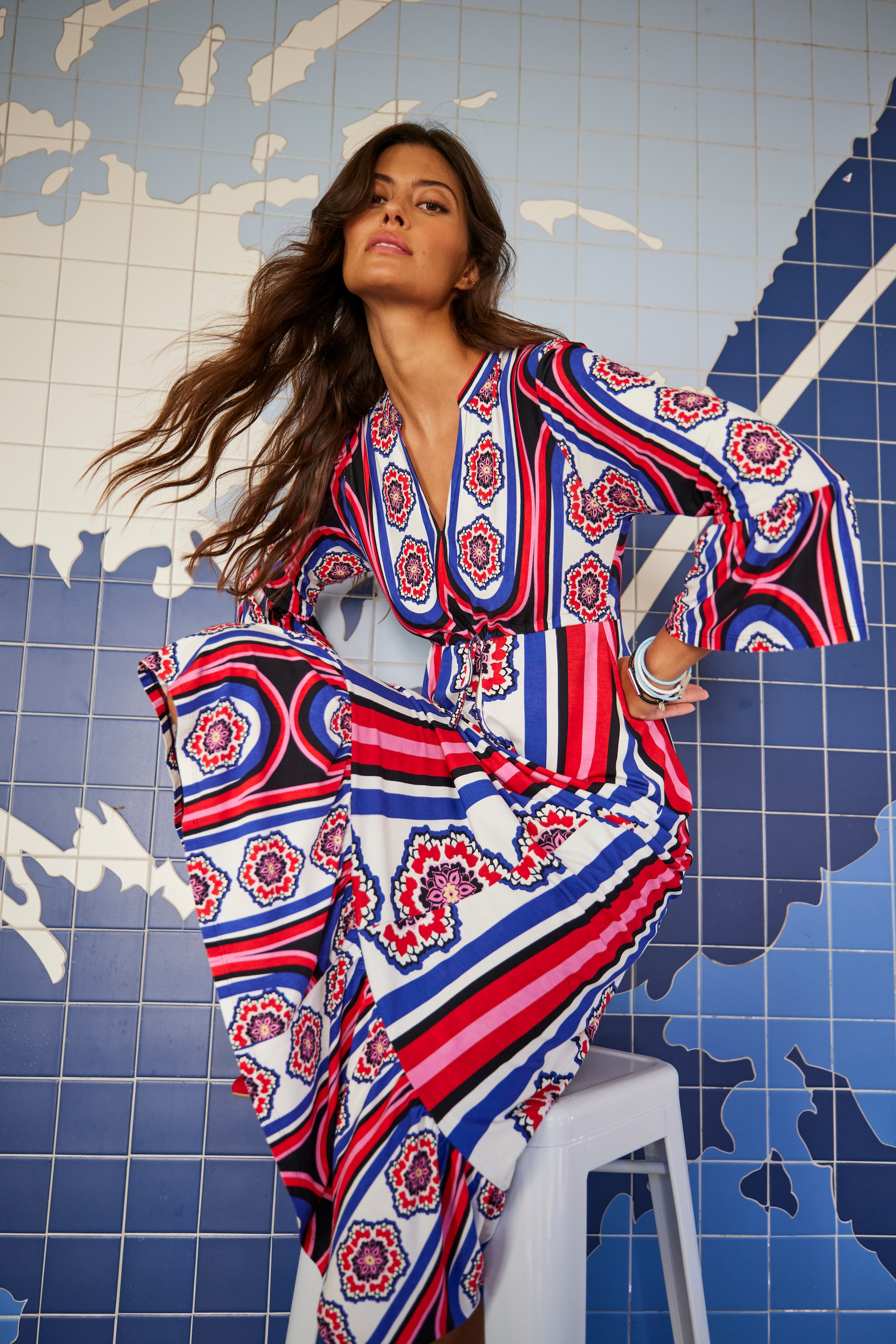 Aniston SELECTED Maxikleid, mit Volant an den 3/4-langen Ärmeln und am Saum - NEUE KOLLEKTION