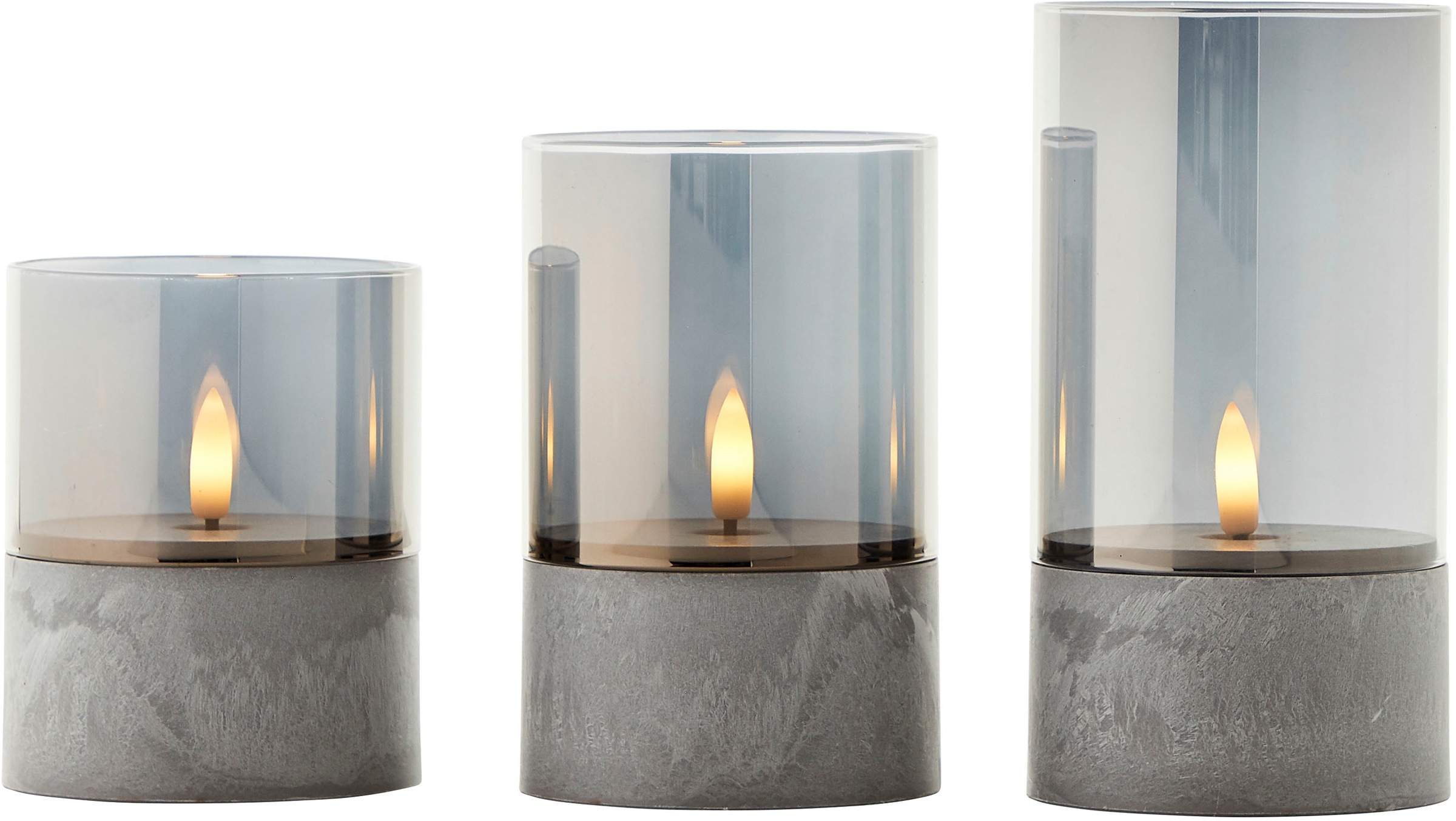 BRILLIANT Bougie Outdoor Table Lamp Grey Smoke Glass 3-Piece Set 2