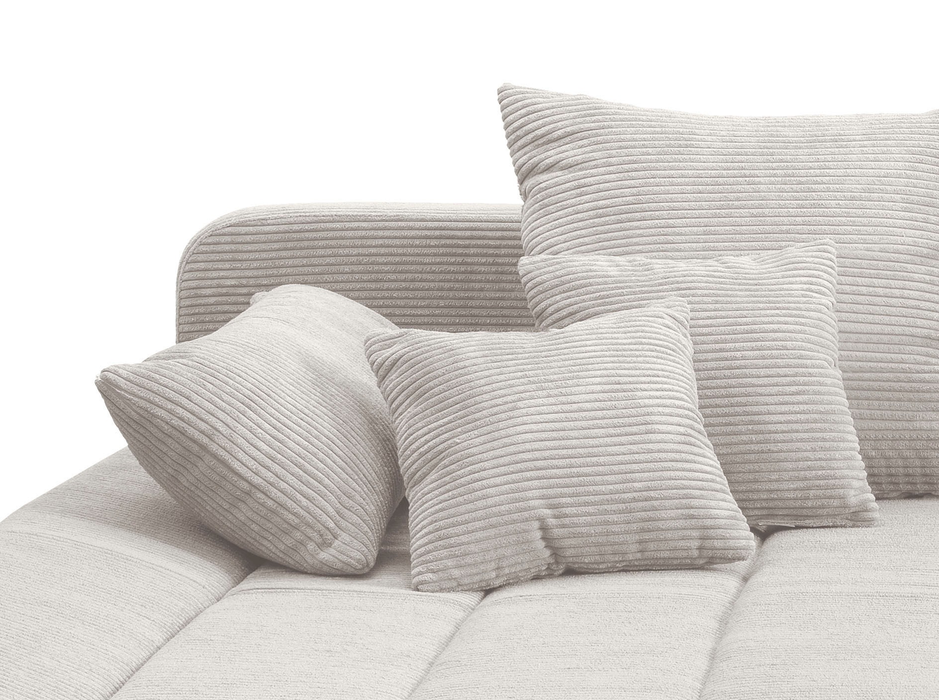 Ecksofa HOME AFFAIRE "Imola, bequem, aktuelle Steppung im Sitz, L-Form, Breite 270cm", silber, B:270cm H:90cm T:170cm, Microfaser PRIMABELLE (100% Polyester) / Struktur (82% Polyester, 9% Viscose, 7% Baumwolle, 2% Nylon);Kunstleder SOFTLUX / Struktur (82% 9