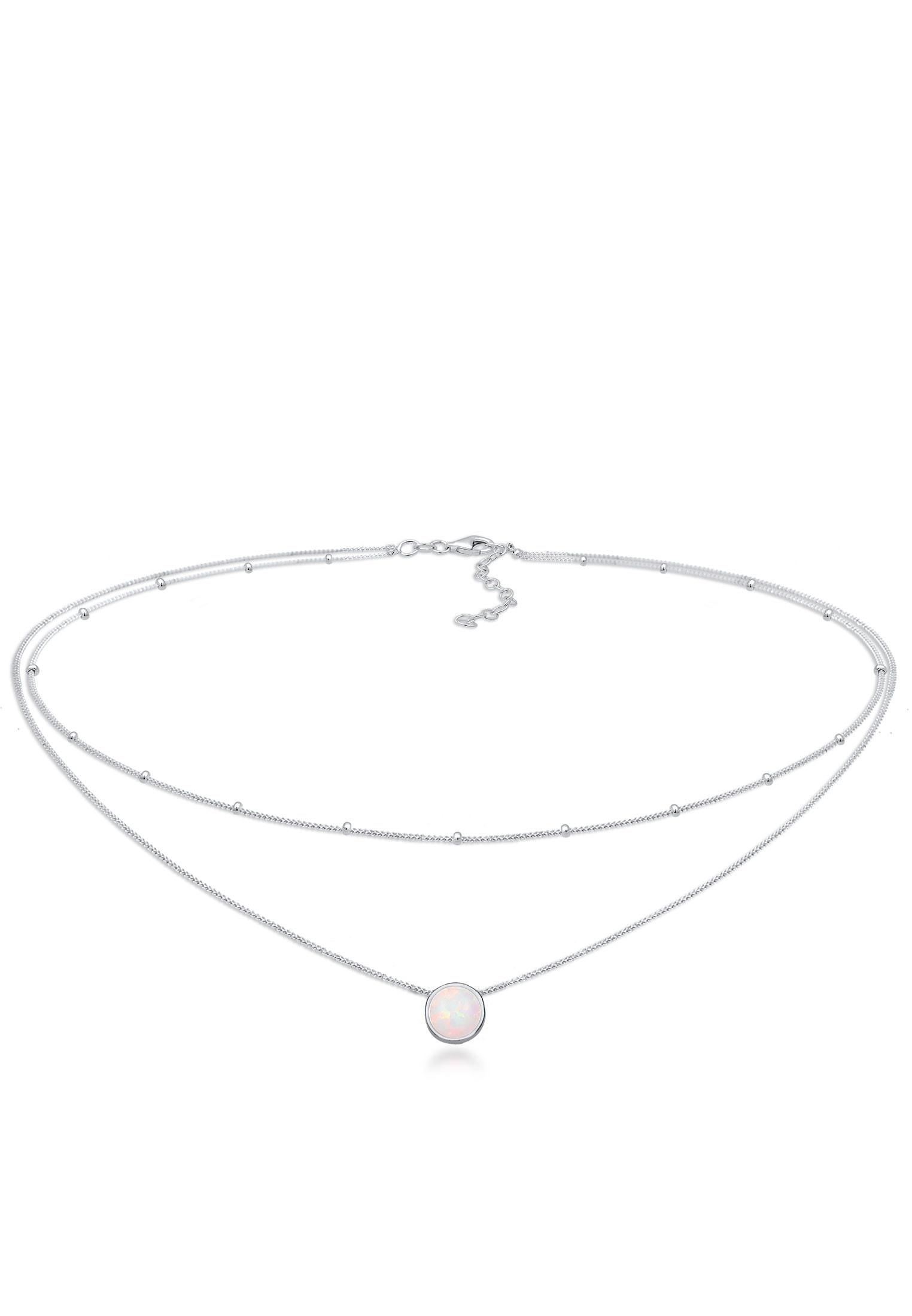 Elli Choker »Halskette Choker Layer Opal Kugelkette 925 Silber«