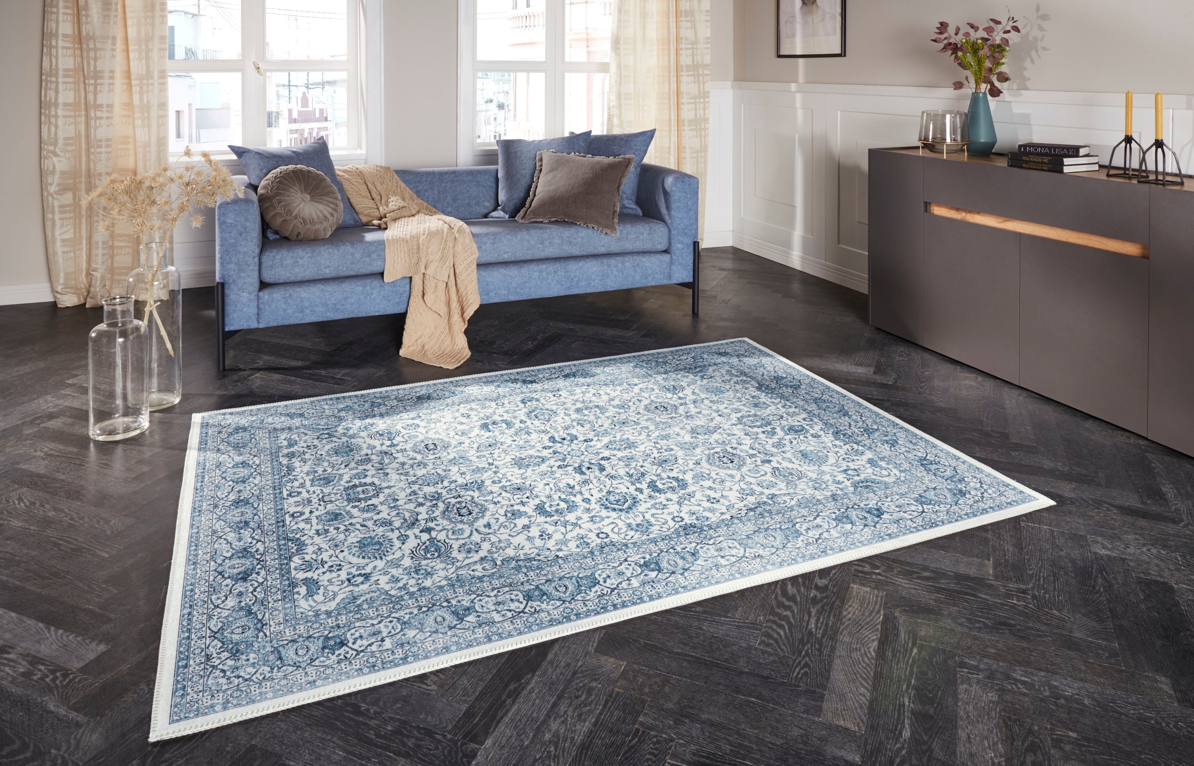 ELLE DECORATION Teppich »Keshan Maschad«, rechteckig, 5 mm Höhe, Orientalisch, Läufer, Kurzflor, Vintage, Wohnzimmer, Schlafzimmer