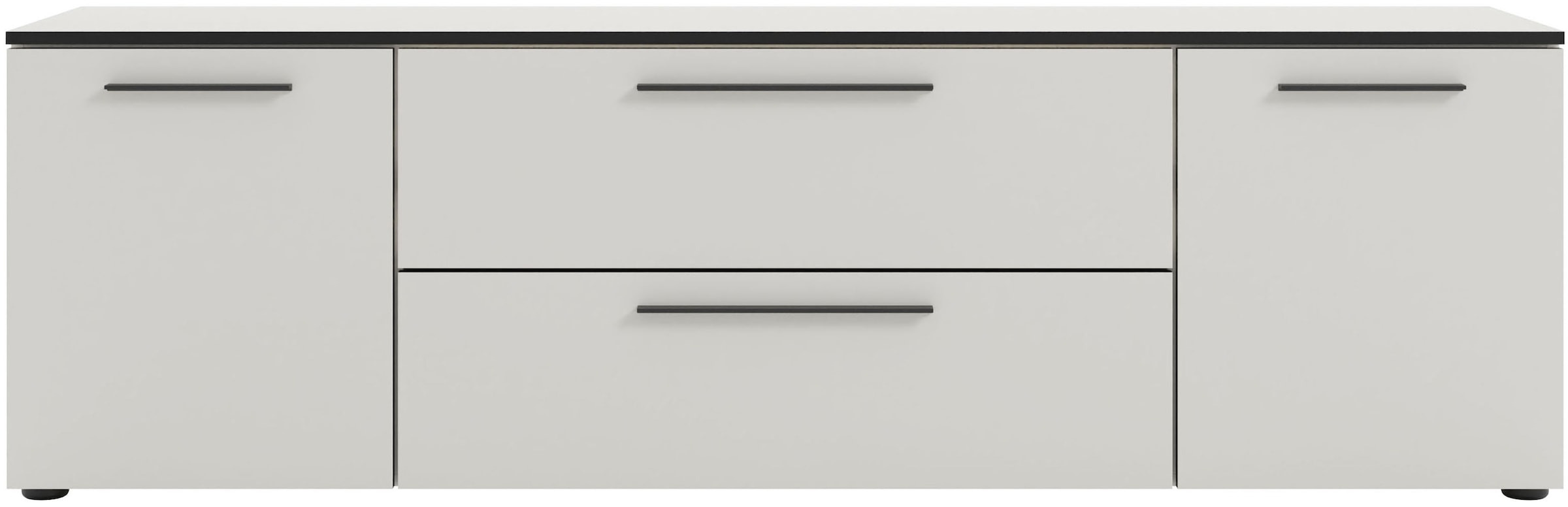 Manjana Möbel Lowboard "mit Schwarz matten Metallgriffen" günstig online kaufen