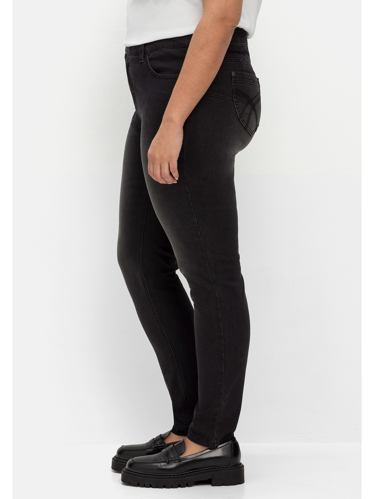 Sheego Stretch-Jeans »Große Größen«, für schmale Beine BAUR sehr für Bauch kaufen mehr | und