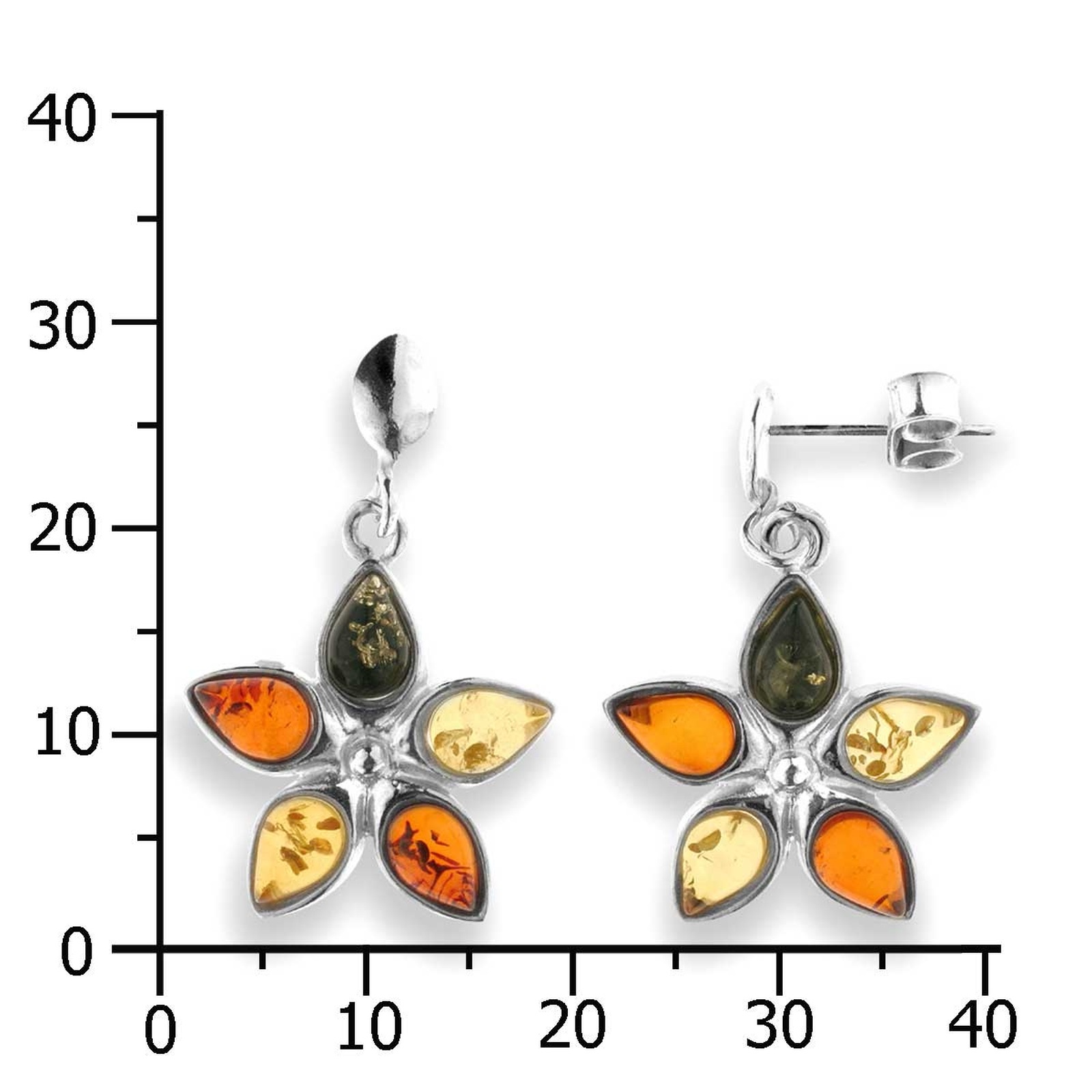 Paar Ohrstecker OSTSEE-SCHMUCK "Ostsee-Schmuck Ohrhänger Blüte Ohrhänger Blüte", weiß, Ohrringe, Damen, 30 x 18mm, Silber 925 (Sterlingsilber) 2