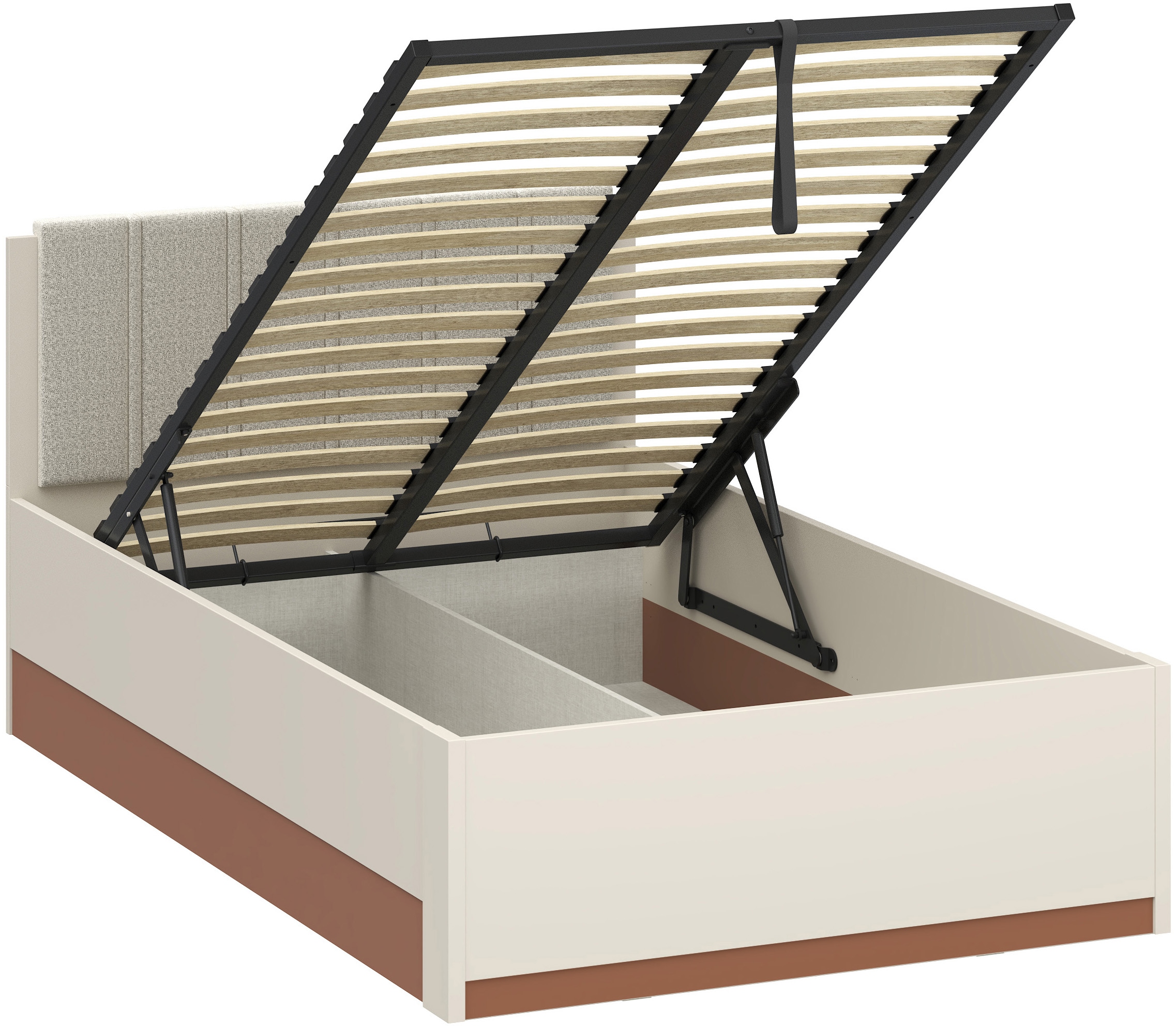 FORTE Bettgestell »Milles« aufklappbarer Lattenrost und gepolstertes Kopfteil