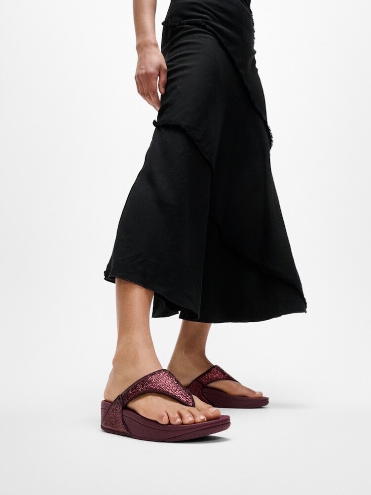 Fitflop Zehentrenner »LULU CRINKLED SHIMMER«, Slides, Badeschuh mit Glitter
