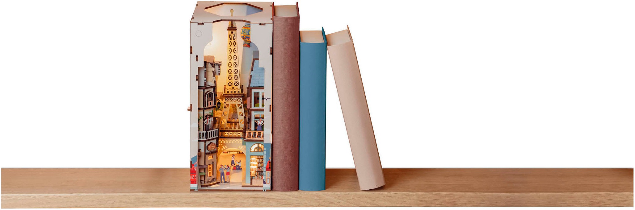 Revell® 3D-Puzzle »Book Nook, Tiny Adventures Paris«, Buchstütze; mit LED-Beleuchtung