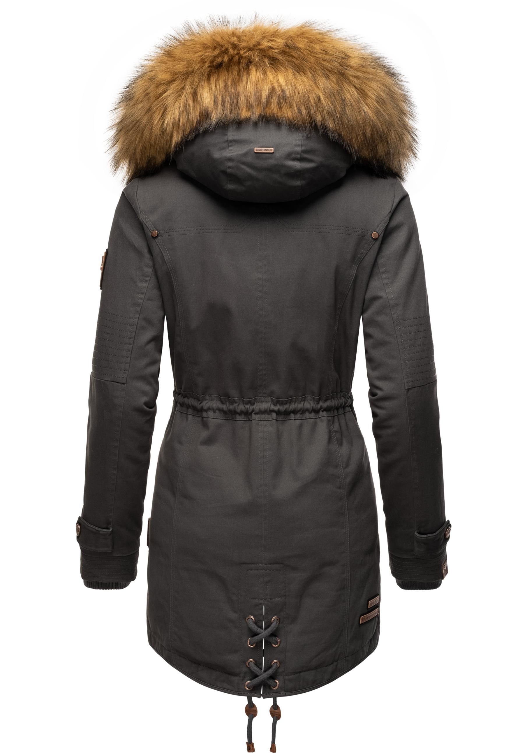 Marikoo Wintermantel »La Viva Prc«, stylischer Winterparka mit abnehmbarem Kunstfell