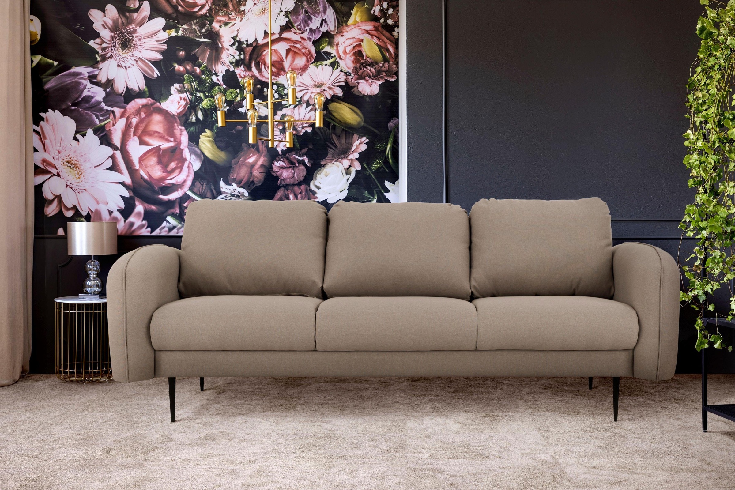 Home affaire 3-Sitzer "Skidi" mit losen Rückenkissen und Keder oben auf der günstig online kaufen