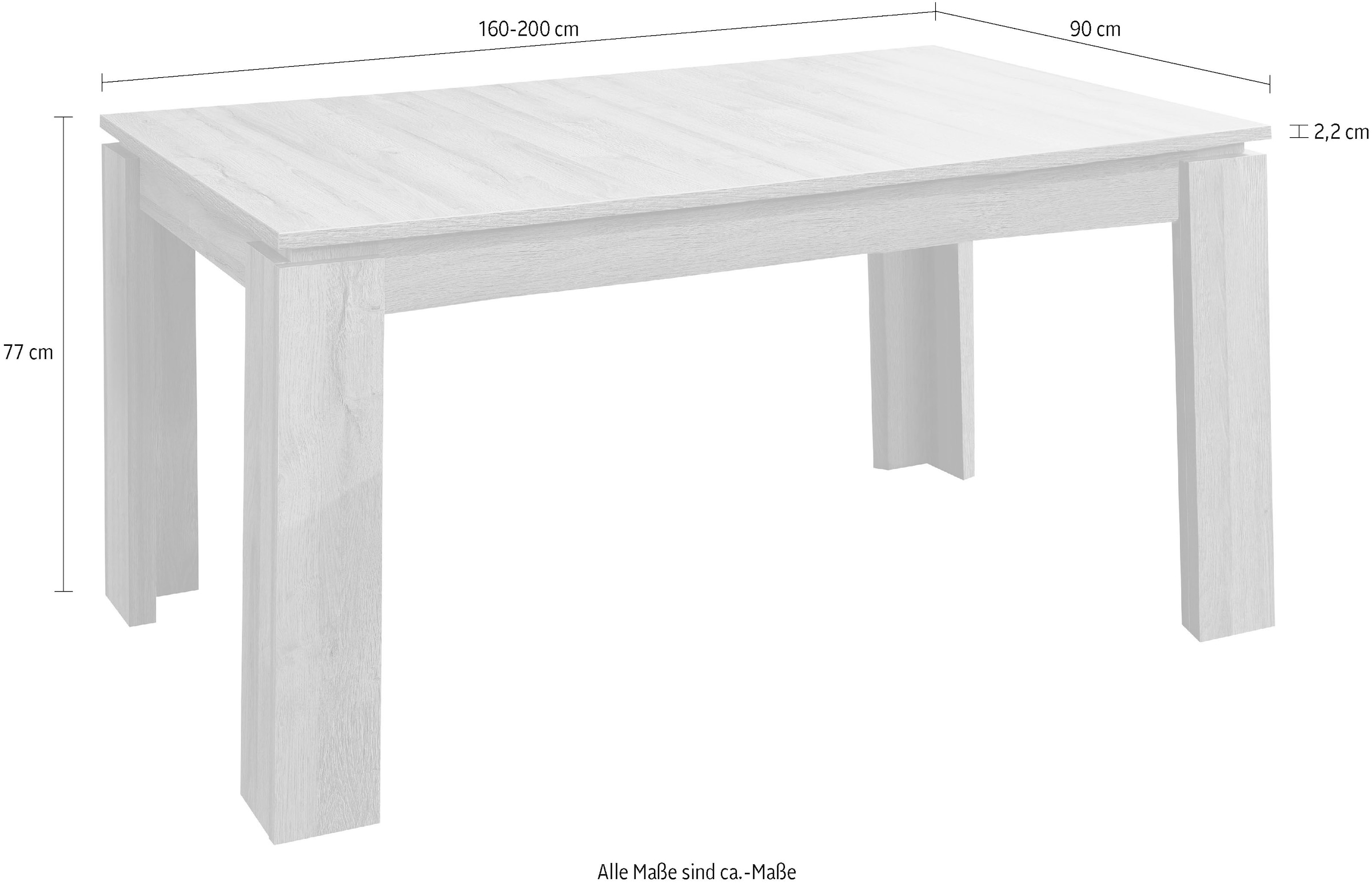 INOSIGN Esstisch »Tanum«, Ausziehbarer Esszimmertisch 160-200 cm - Maße (B/T/H) 160/90/77 cm