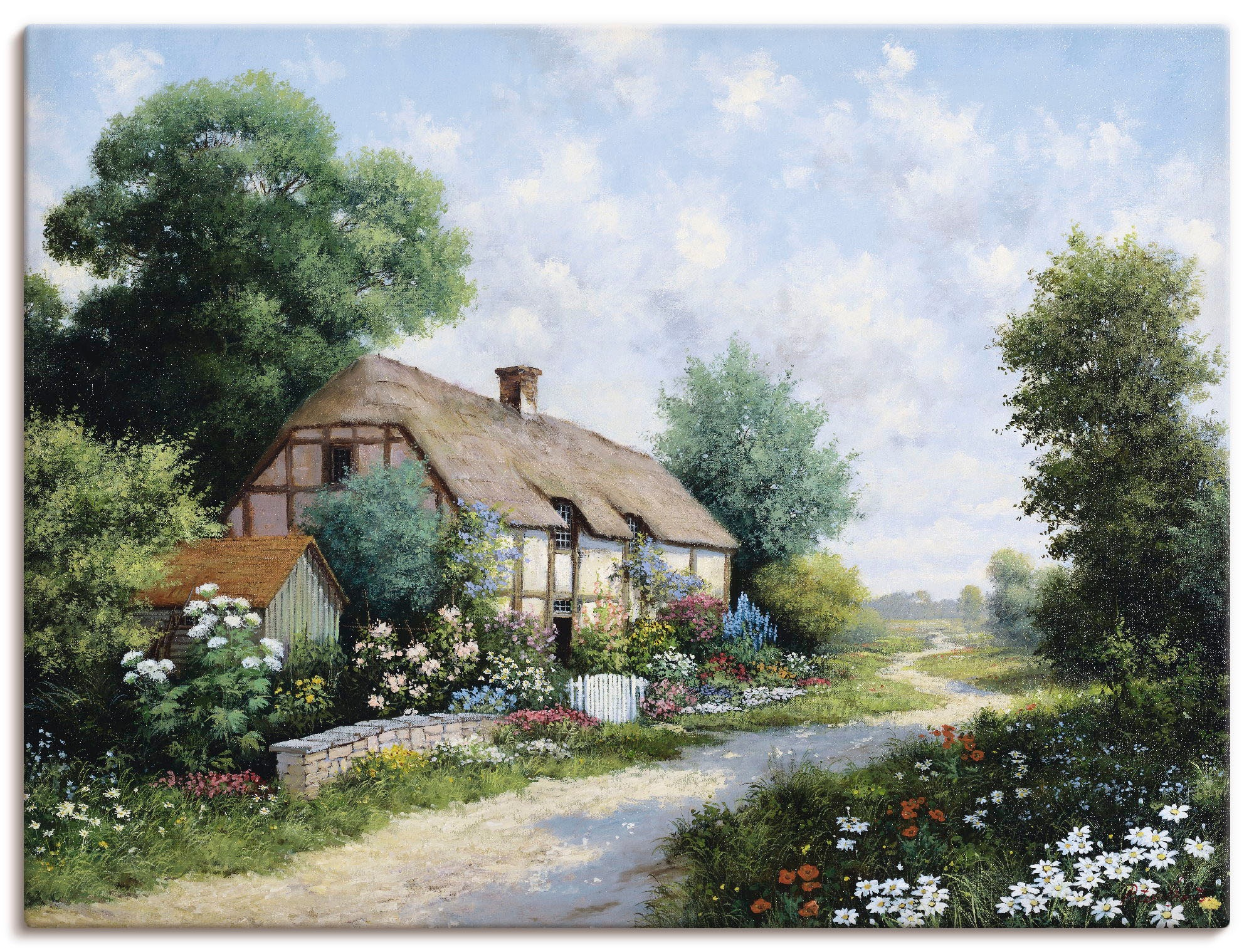 Artland Leinwandbild "Das Landhaus" Gebäude 1 Stk. tlg. auf Holzrahmen gespannt