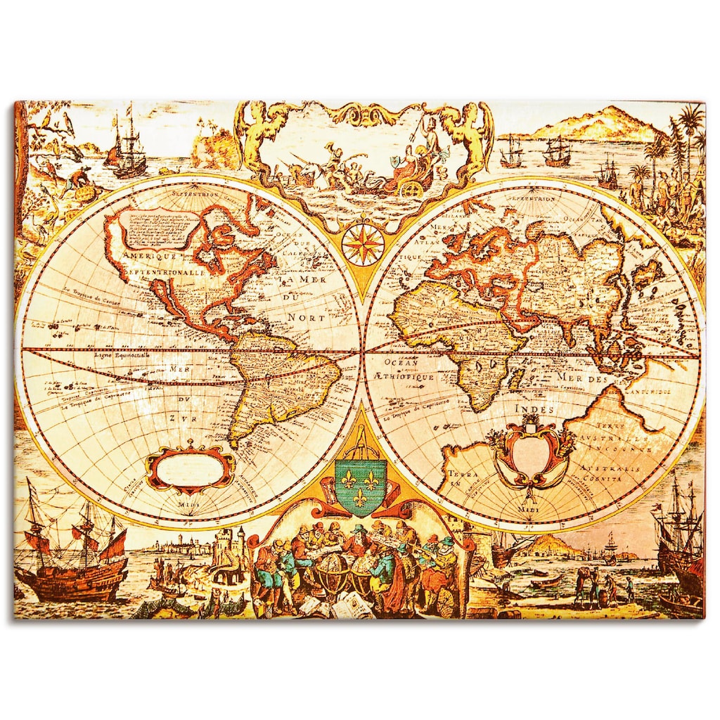 Artland Wandbild »Antike Weltkarte«, Landkarten, (1 St.)